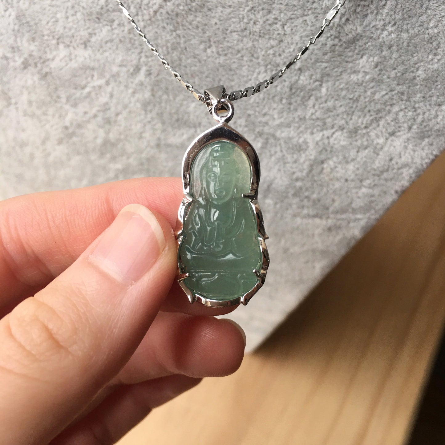 Jade Guanyin pendant amulet necklace