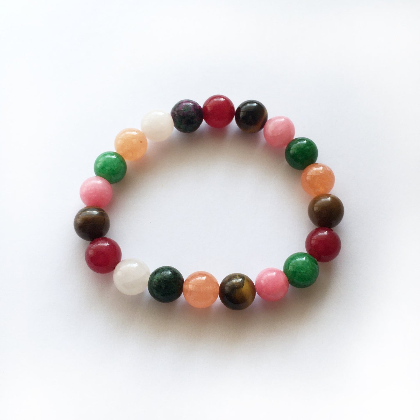 10mm multiple gemstone beaded lucky bracelet