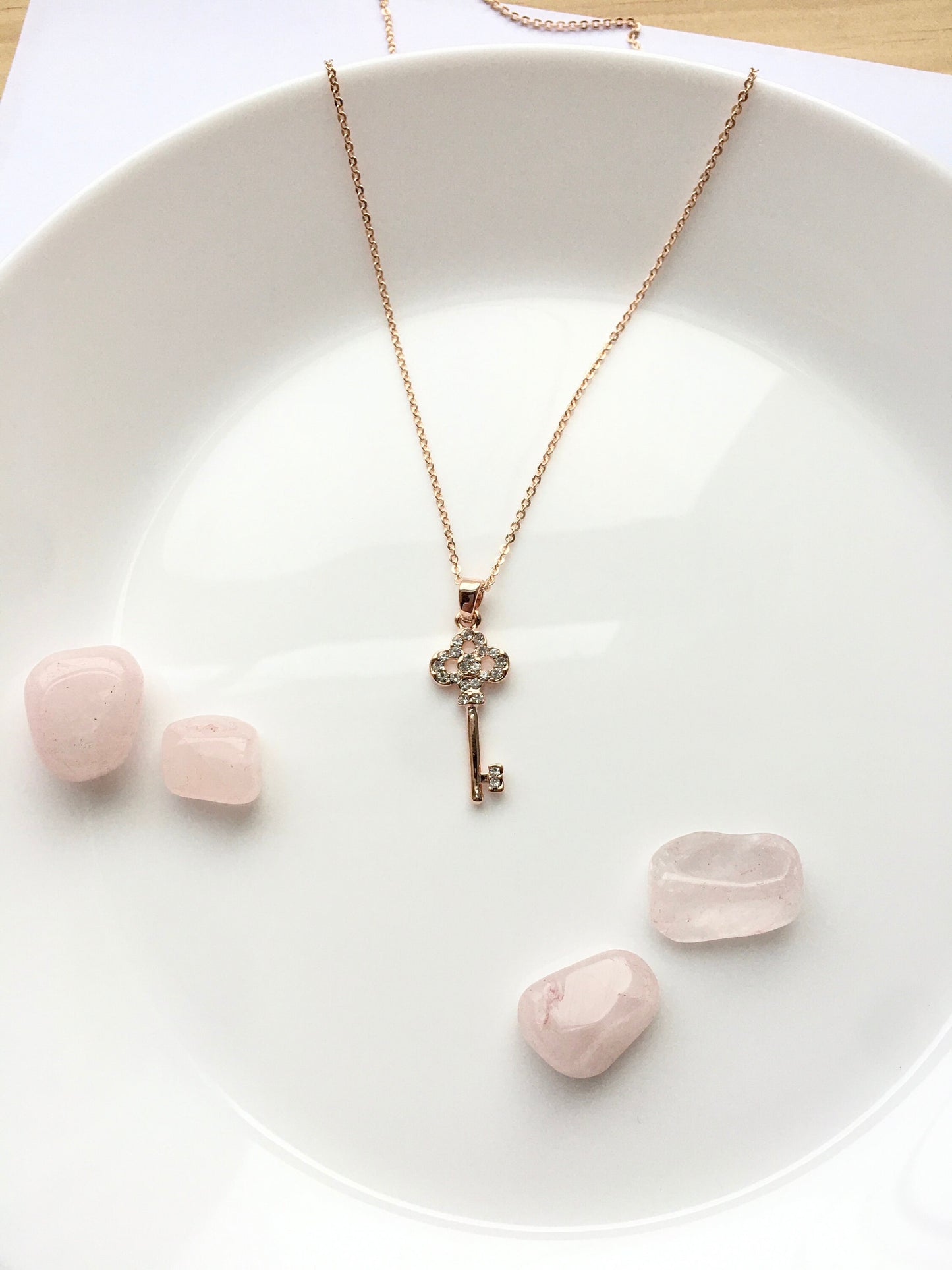 Rose gold Plated cute Key Charm Necklaces Cubic Zirconia Pendant for Women Her Teen Girls Birthday