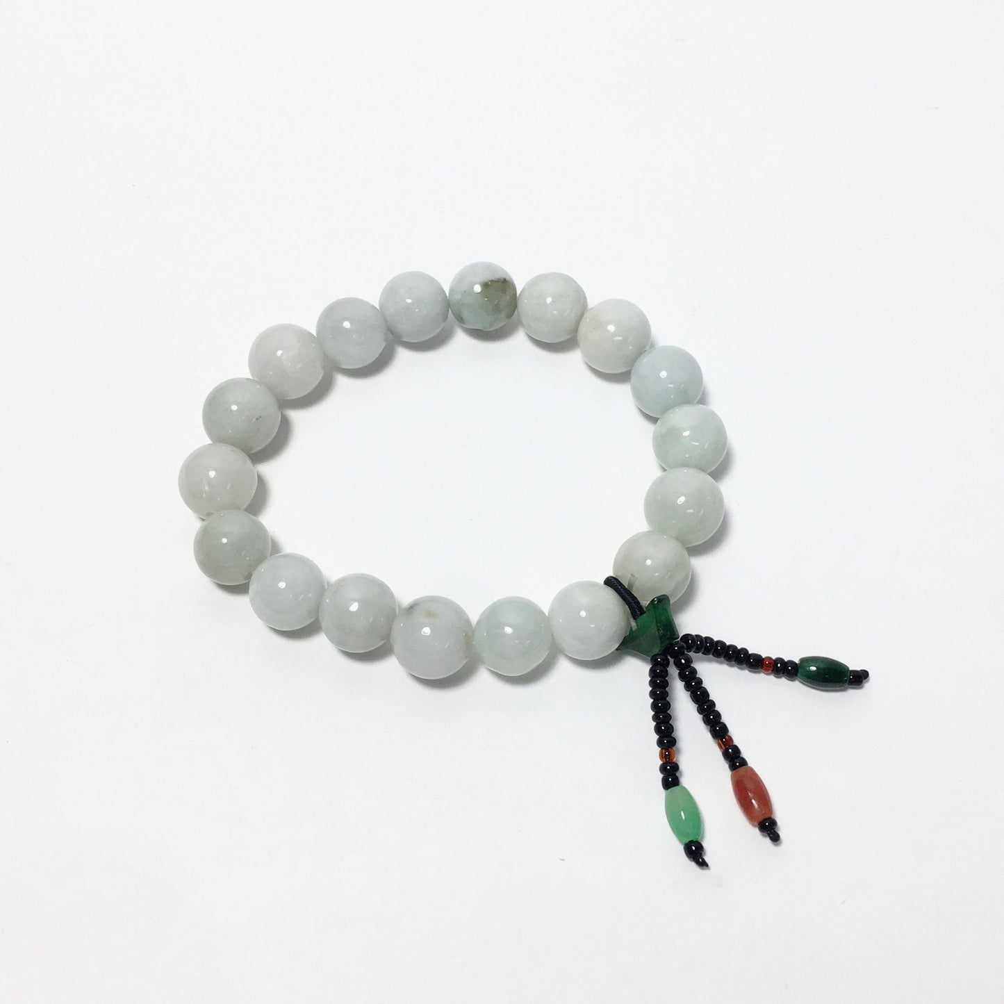 10mm White green Natural Jade beaded bracelet