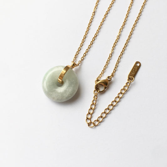 Lucky White Jade Peace Buckle Jade Necklace, Lucky Gift