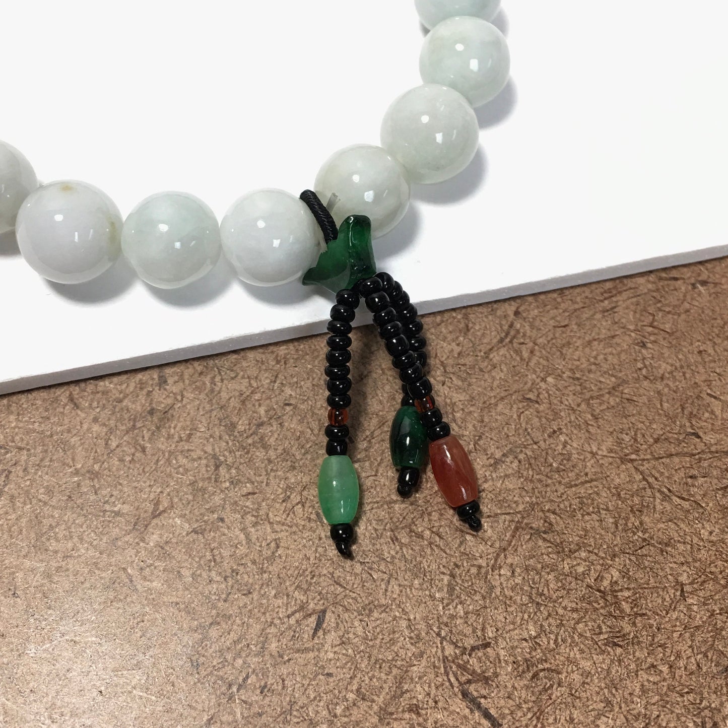 10mm White green Natural Jade beaded bracelet