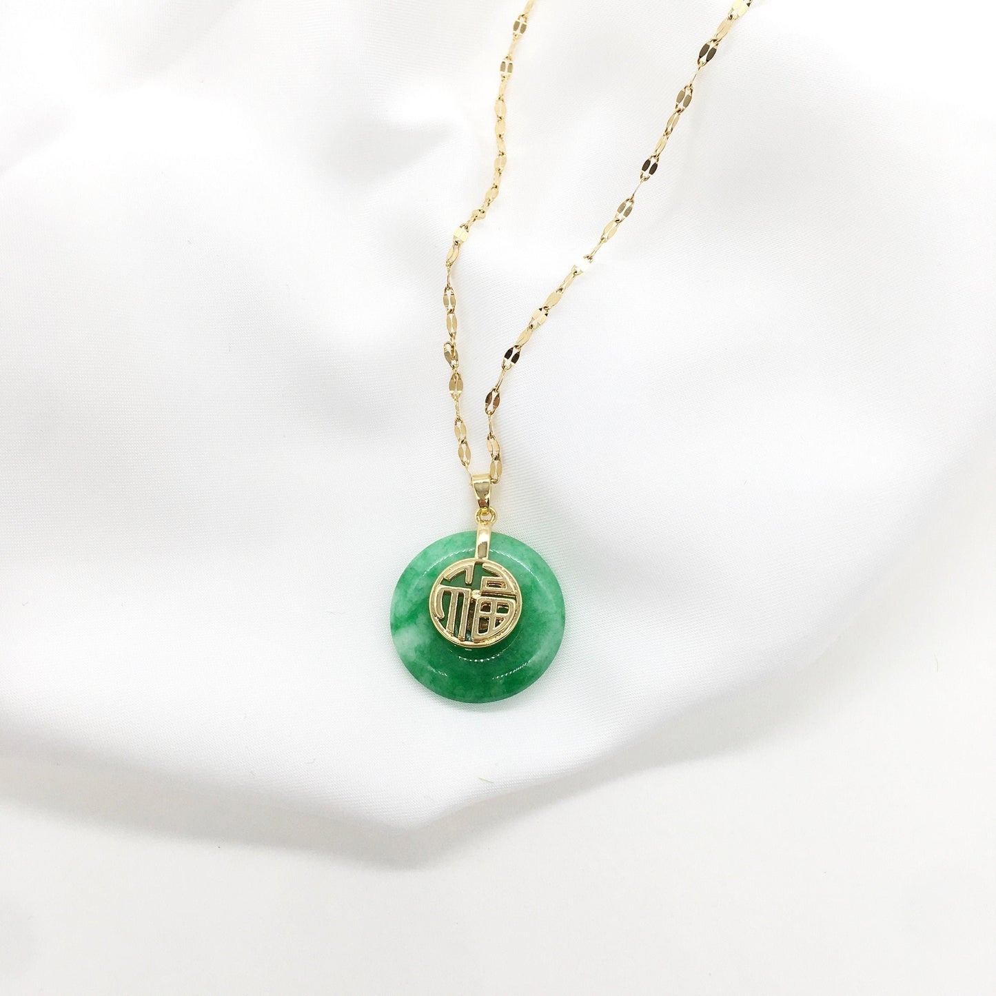 Good Fortune (Fu) Circle Donuts Jade Peace Buckle Coin Jade Jewelry Jade necklace Lucky Gift