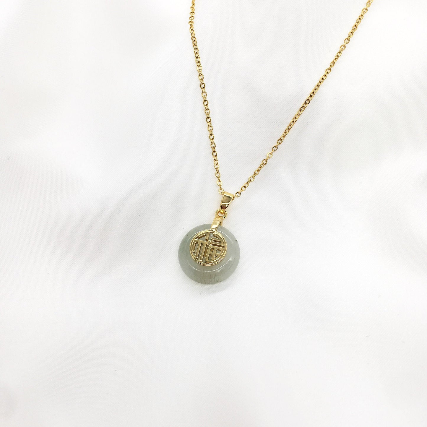 Natural Jade Good Fortune Circle Donuts Jade Peace Buckle Coin Jade Jewelry Jade necklace Lucky Gift