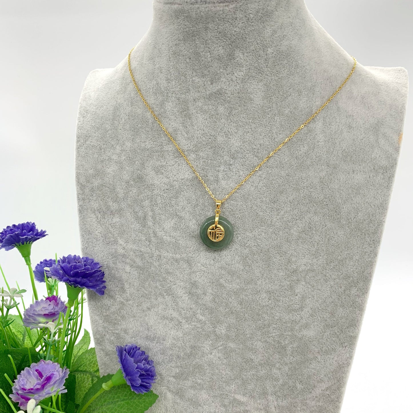 Natural Jade Good Fortune Circle Donuts Jade Peace Buckle Coin Jade Jewelry Jade necklace Lucky Gift