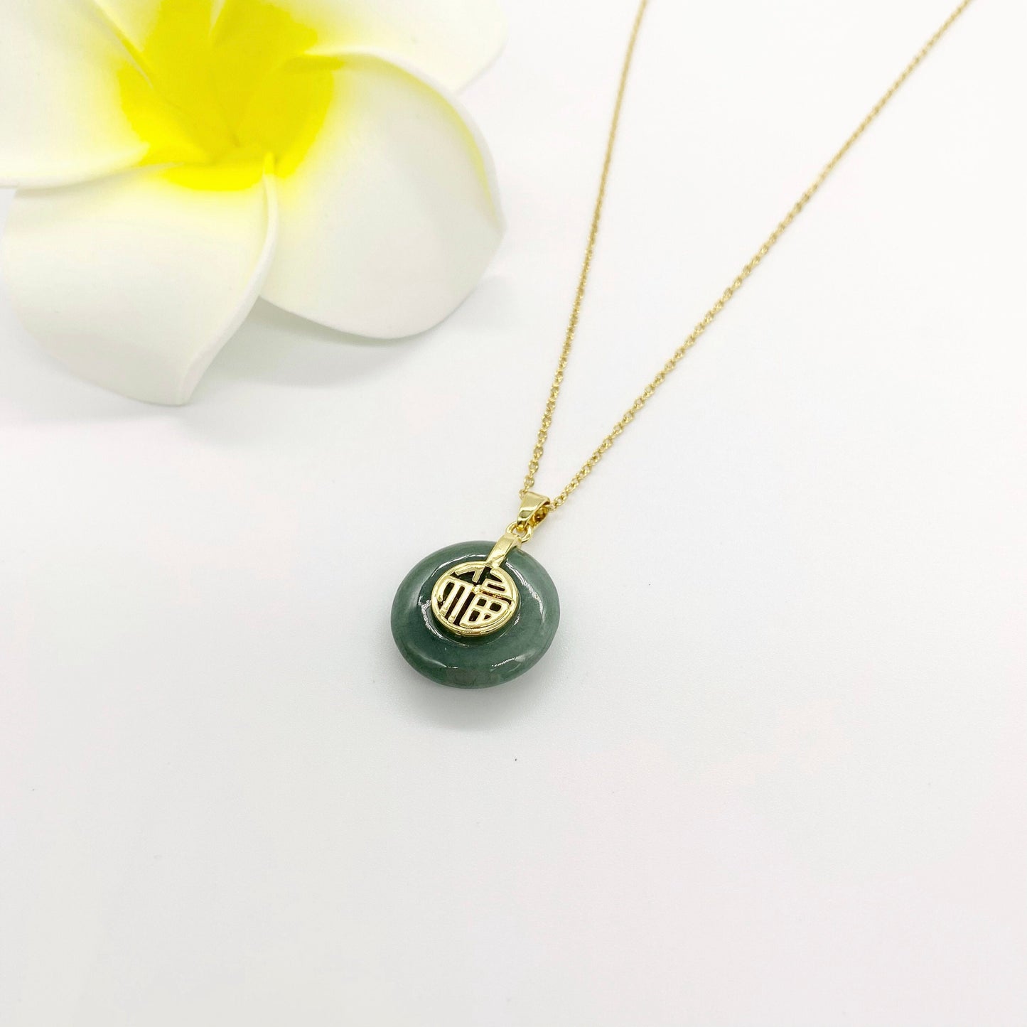 Natural Jade Good Fortune Circle Donuts Jade Peace Buckle Coin Jade Jewelry Jade necklace Lucky Gift
