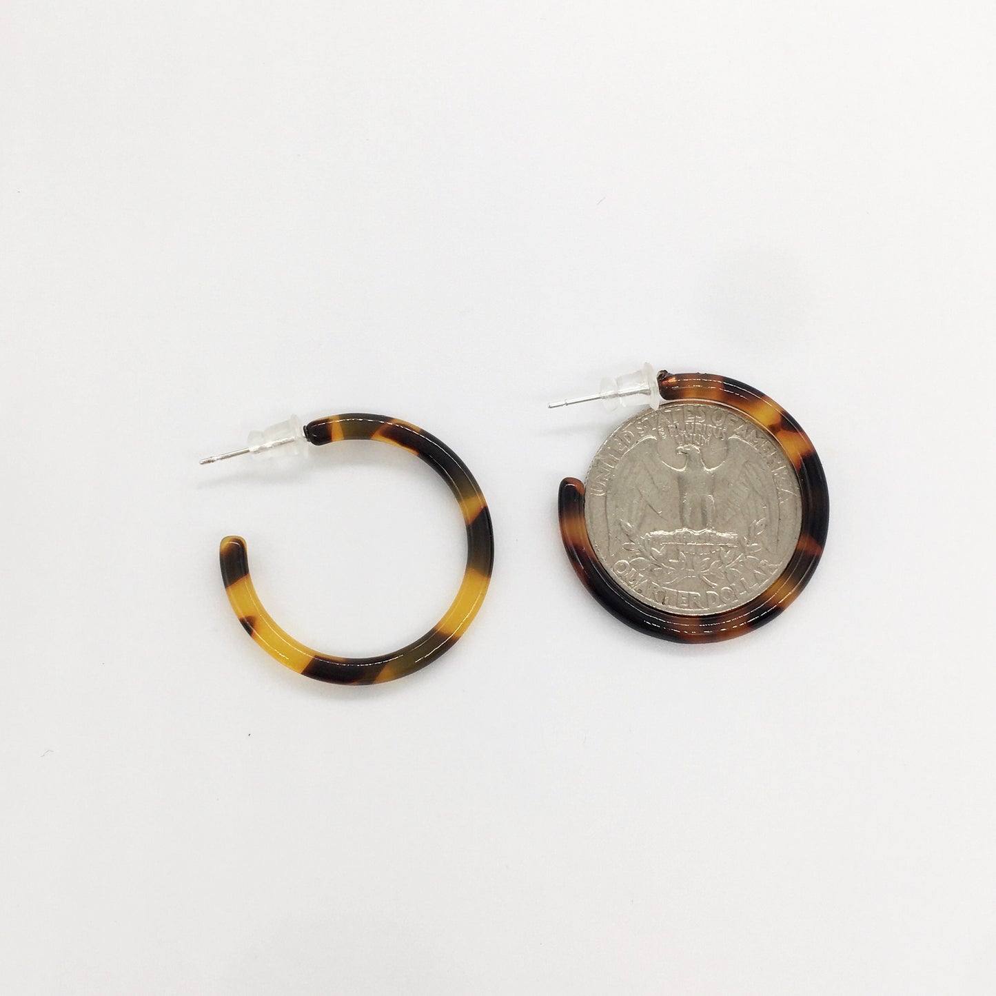 30mm Round acetate Solid color, Tortoise Shell Hoops silver studs Earring