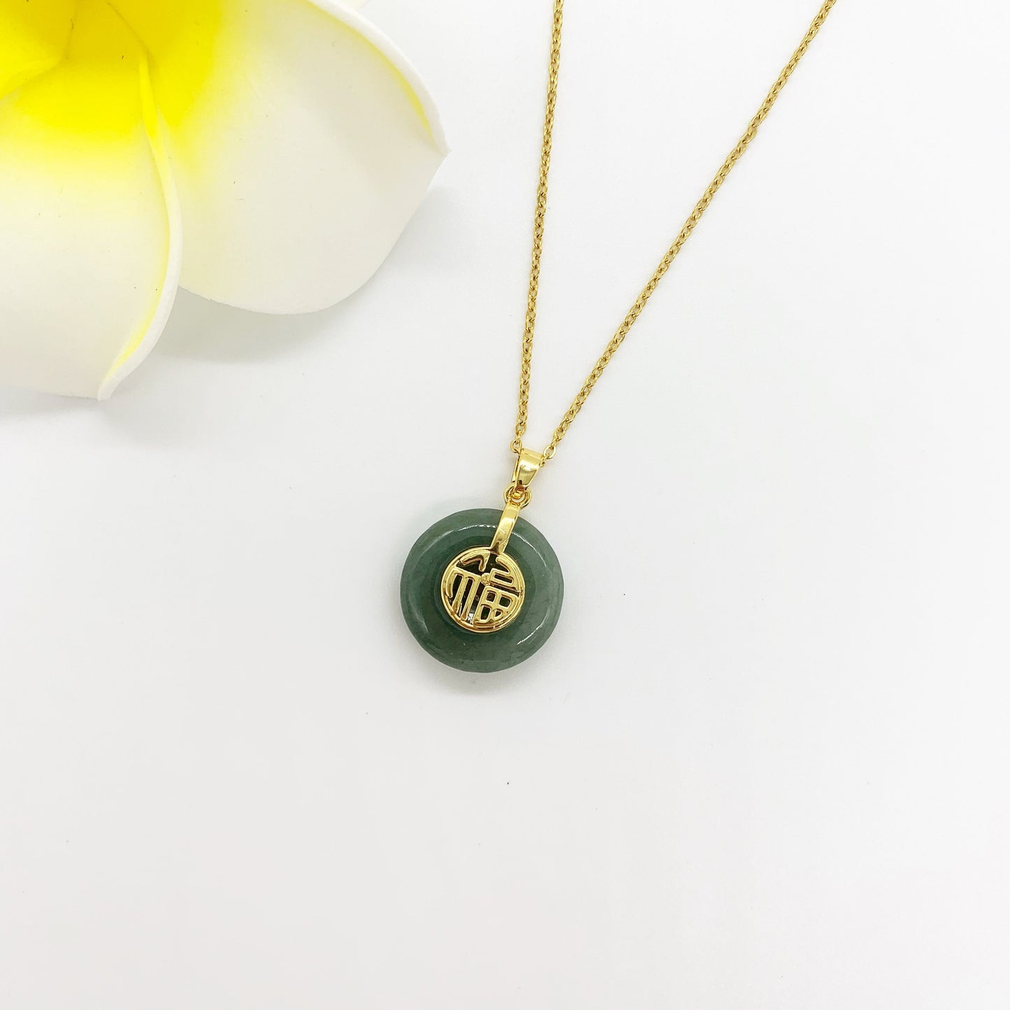 Natural Jade Good Fortune Circle Donuts Jade Peace Buckle Coin Jade Jewelry Jade necklace Lucky Gift