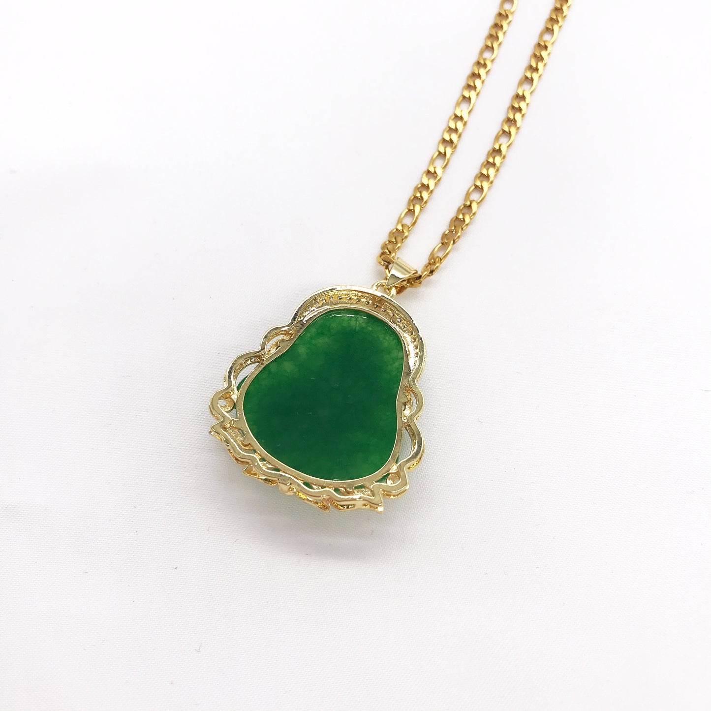 Good Fortune wealth wisdom Green Jade Buddha Pendant Necklace