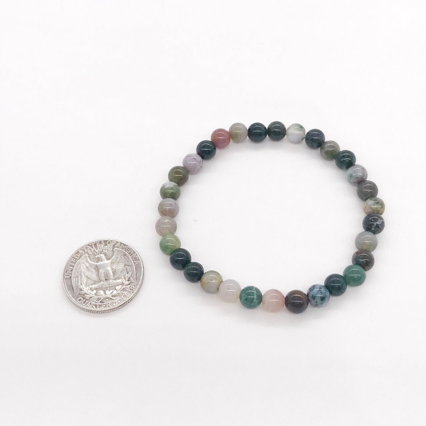 6mm Indian Agate Beaded Bracelet, Natural gemstone bracelet