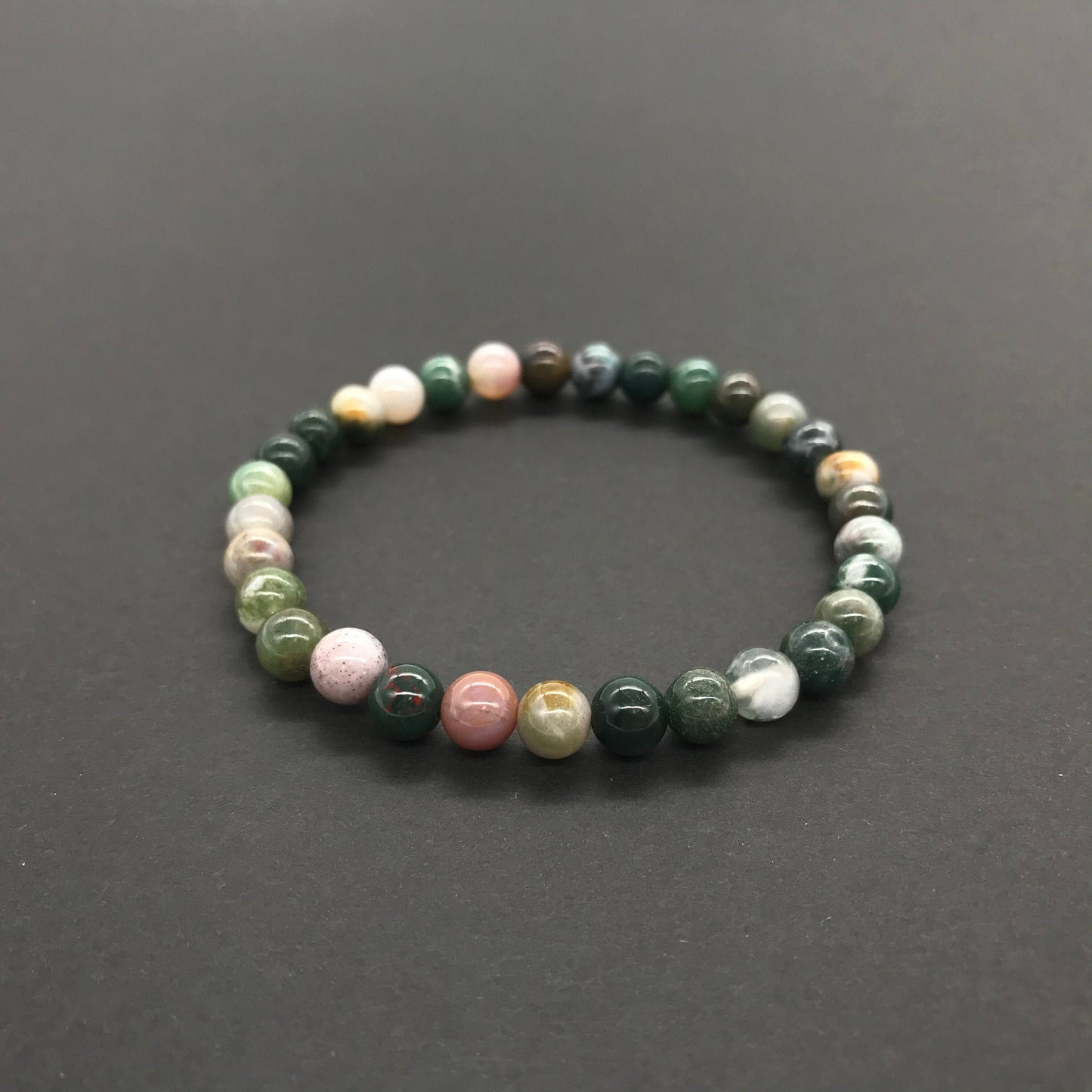 6mm Indian Agate Beaded Bracelet, Natural gemstone bracelet
