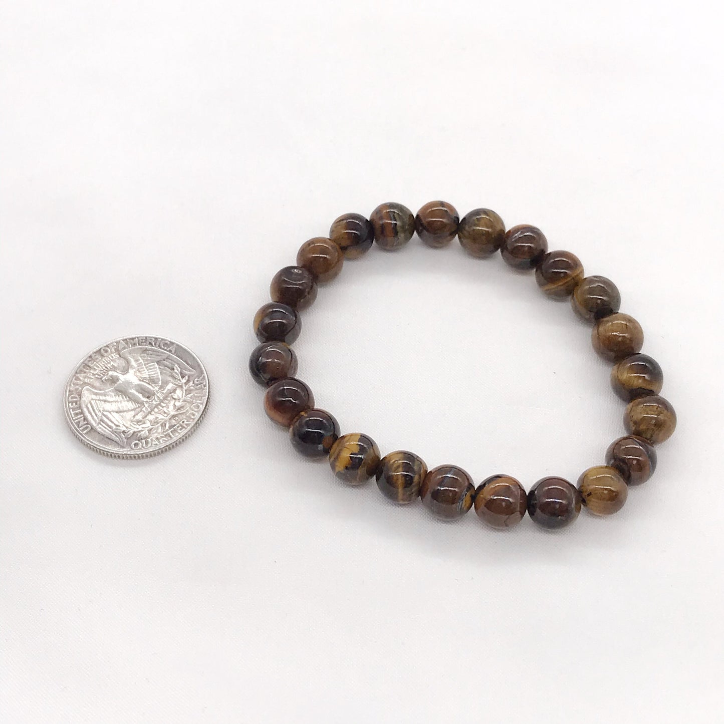 8mm Yellow Tiger's Eye Stone Beaded Bracelet, Natural Gemstone Bracelet