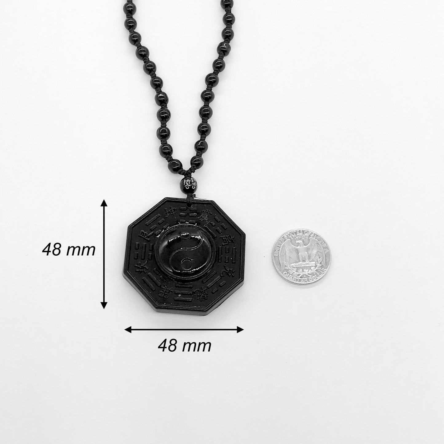 Natural Black Obsidian Carved Tai Chi Amulet Pendant Necklace, Consecrate pendant, Lucky Gift
