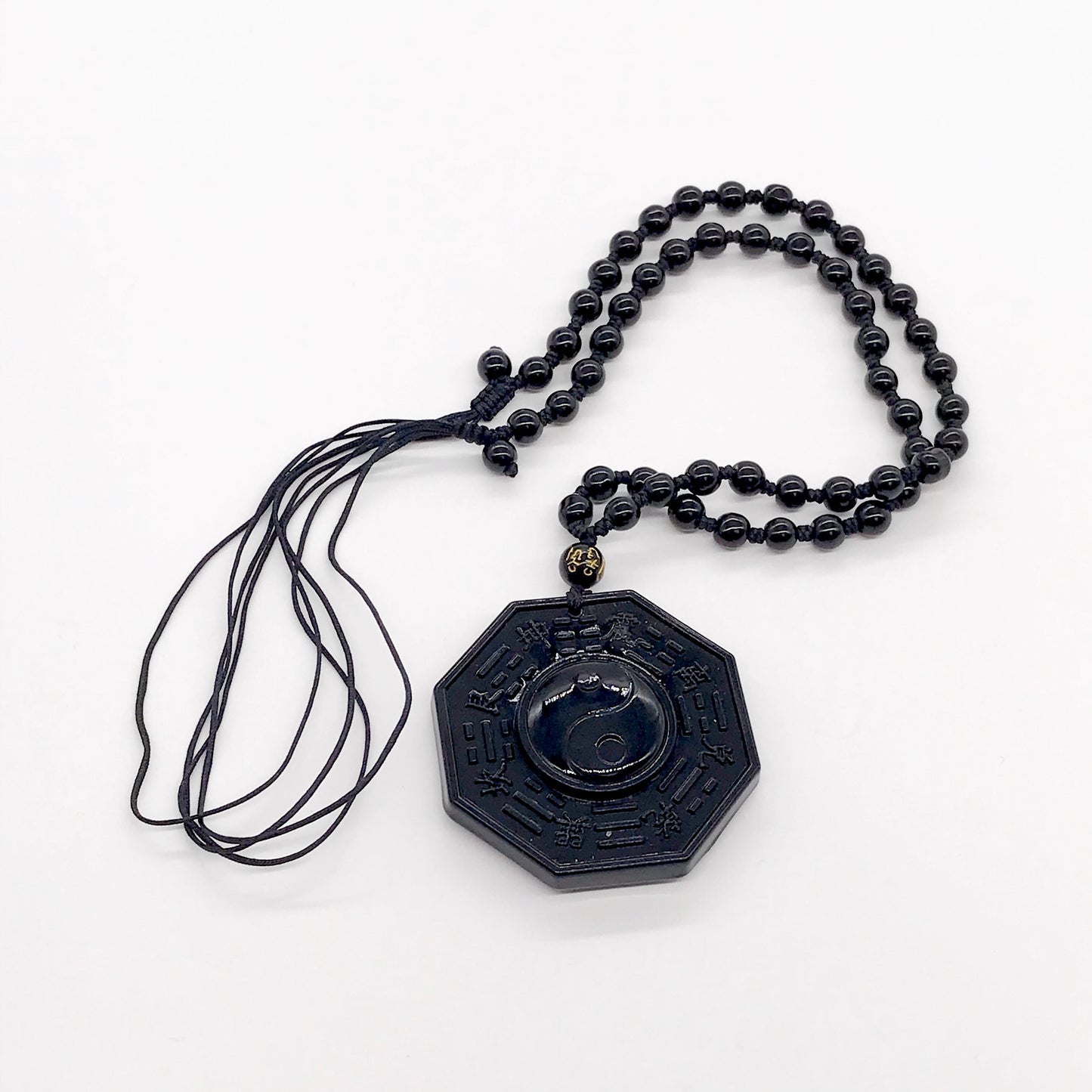 Natural Black Obsidian Carved Tai Chi Amulet Pendant Necklace, Consecrate pendant, Lucky Gift