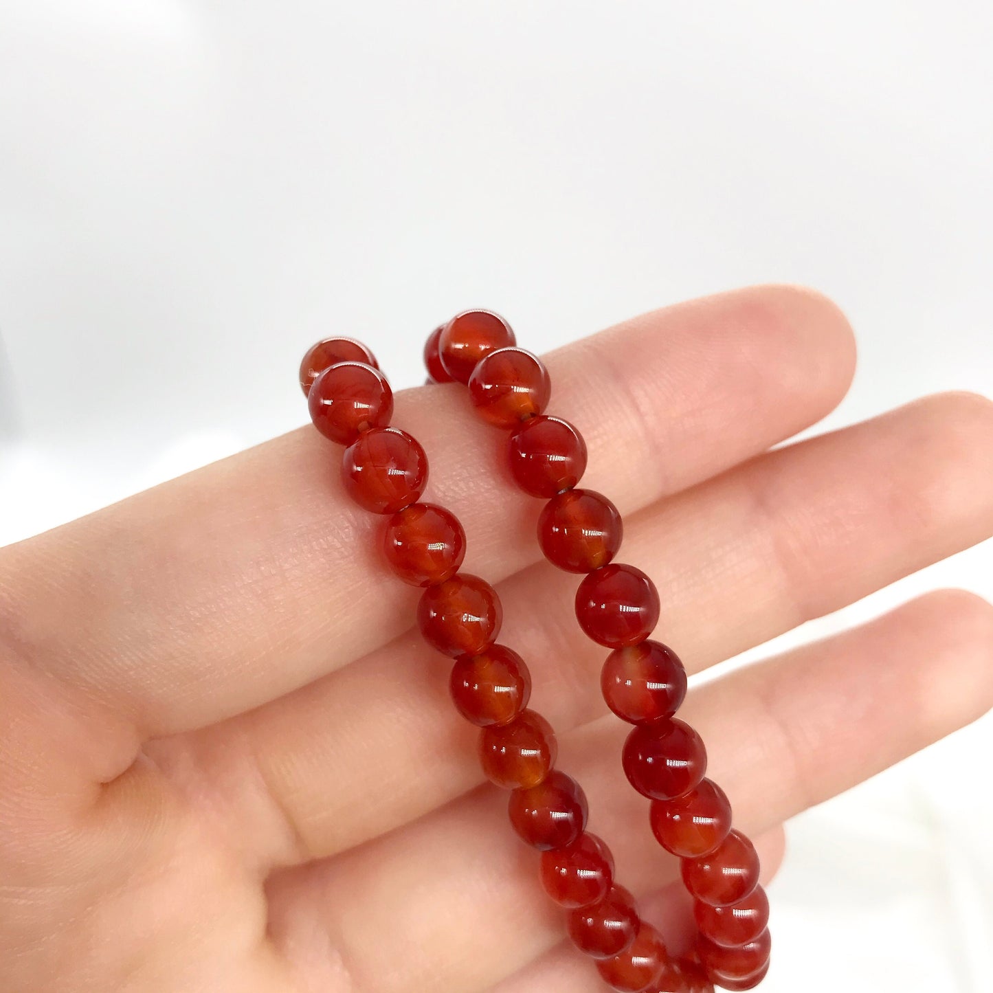 6mm Red Agate Carnelian Beaded Bracelet, Natural Gemstone Bracelet