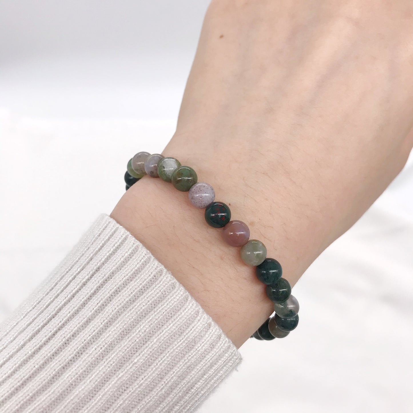 6mm Indian Agate Beaded Bracelet, Natural gemstone bracelet