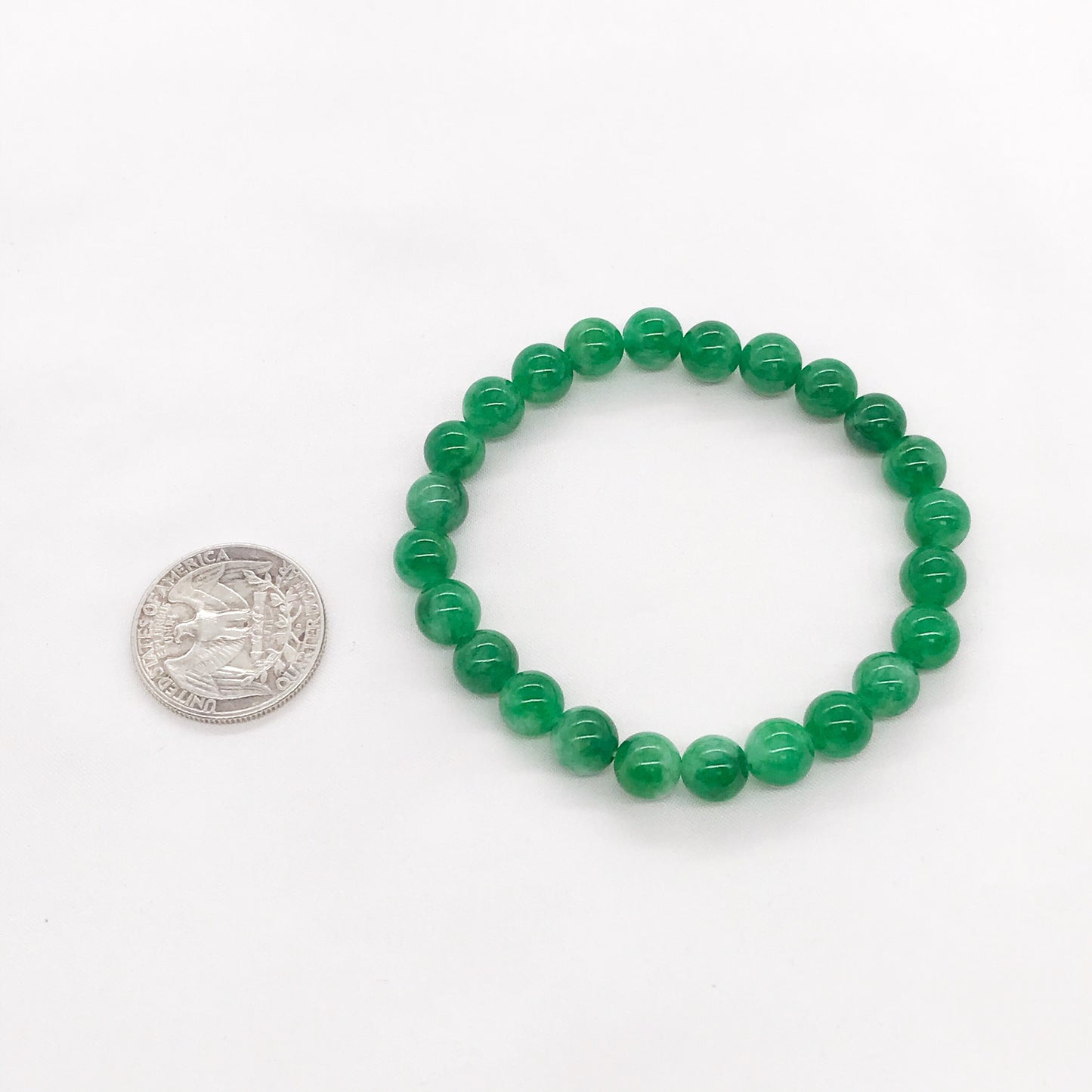 8mm Green Jade Beaded Bracelet, Natural gemstone bracelet
