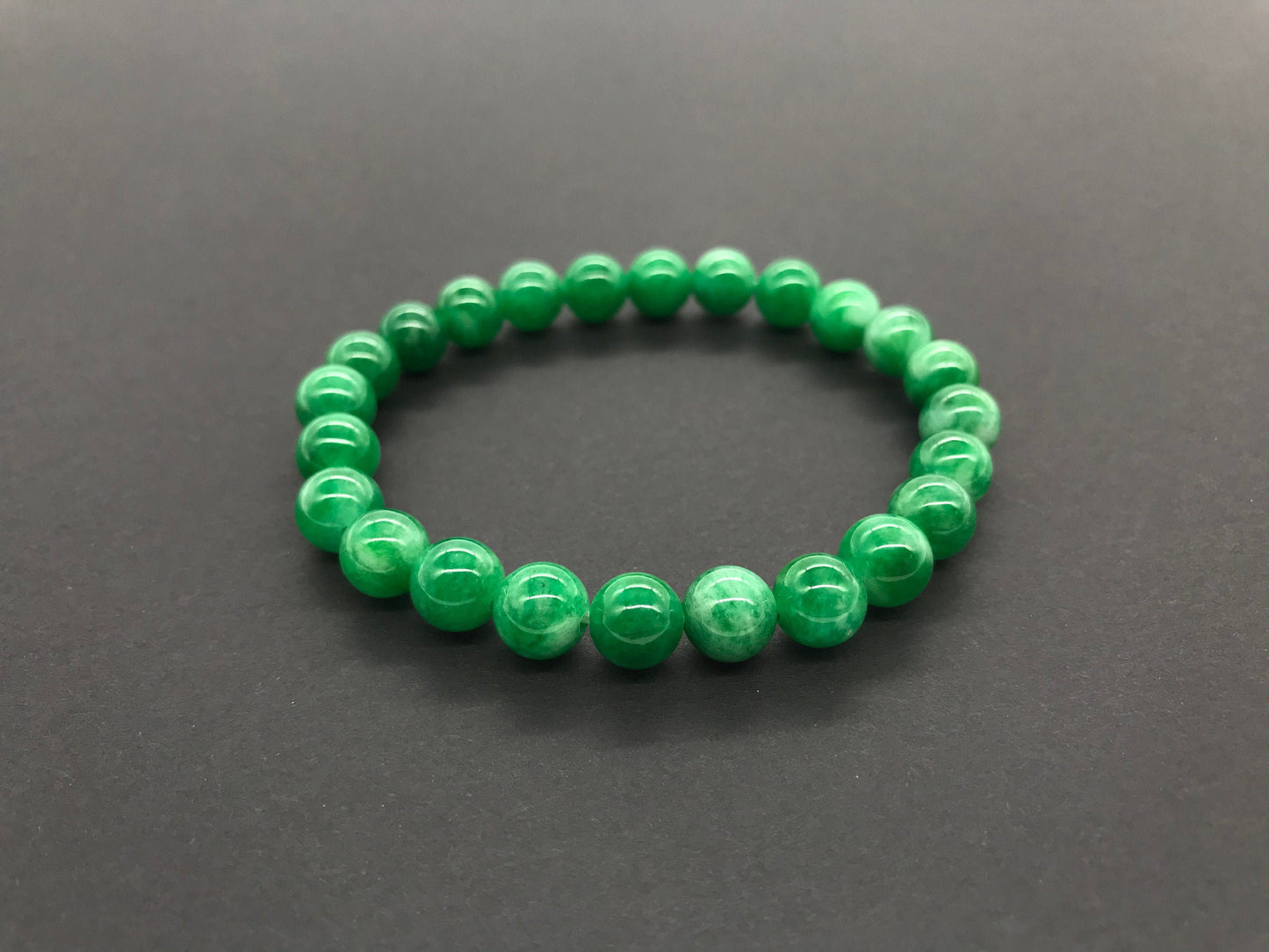 8mm Green Jade Beaded Bracelet, Natural gemstone bracelet