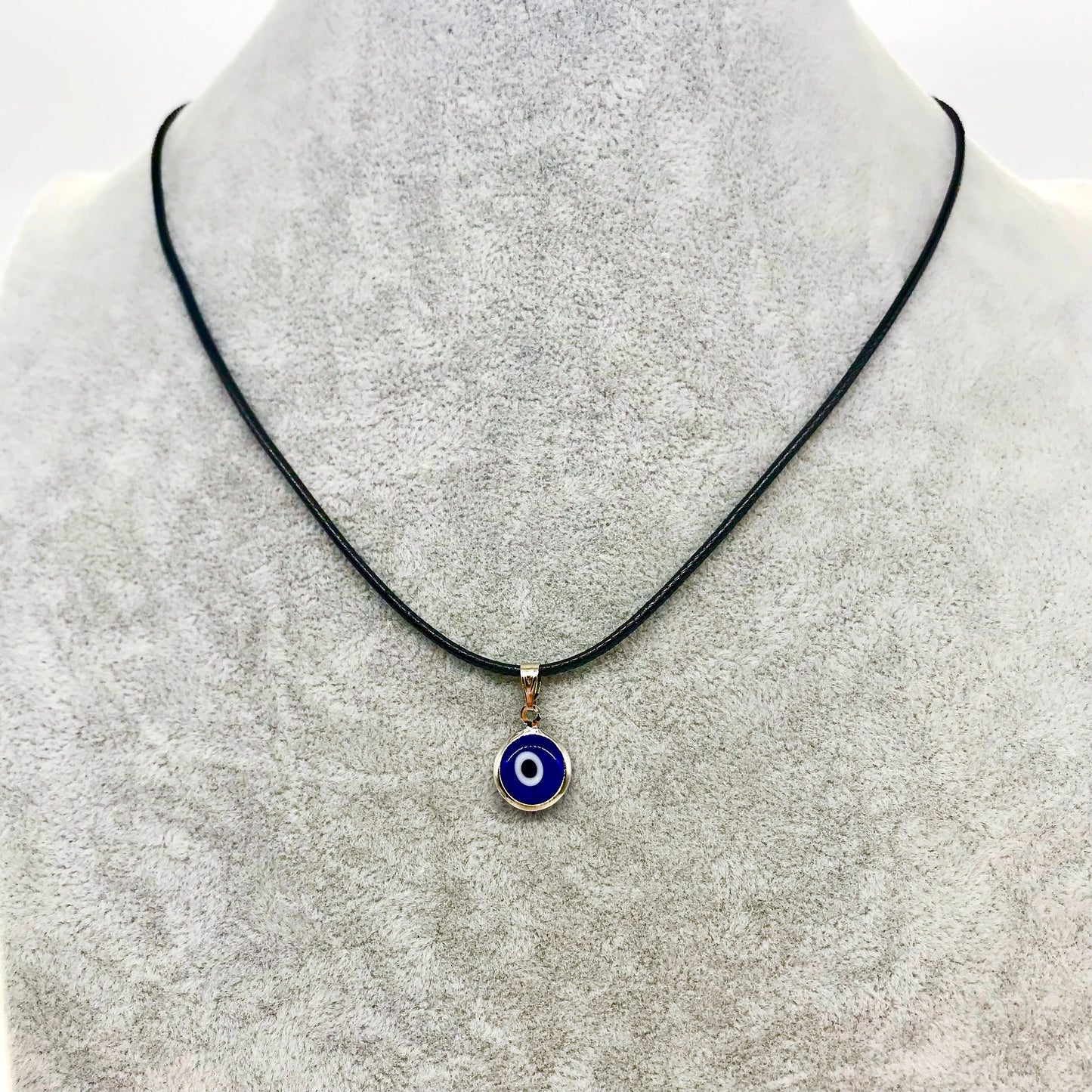 Evil Eye Amulet Pendant Black String Necklace, Protection Jewelry