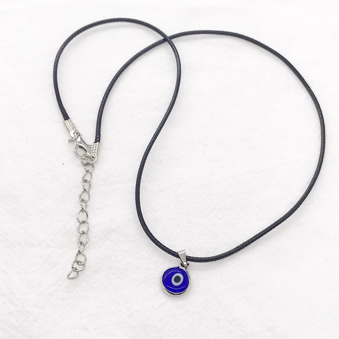 Evil Eye Amulet Pendant Black String Necklace, Protection Jewelry