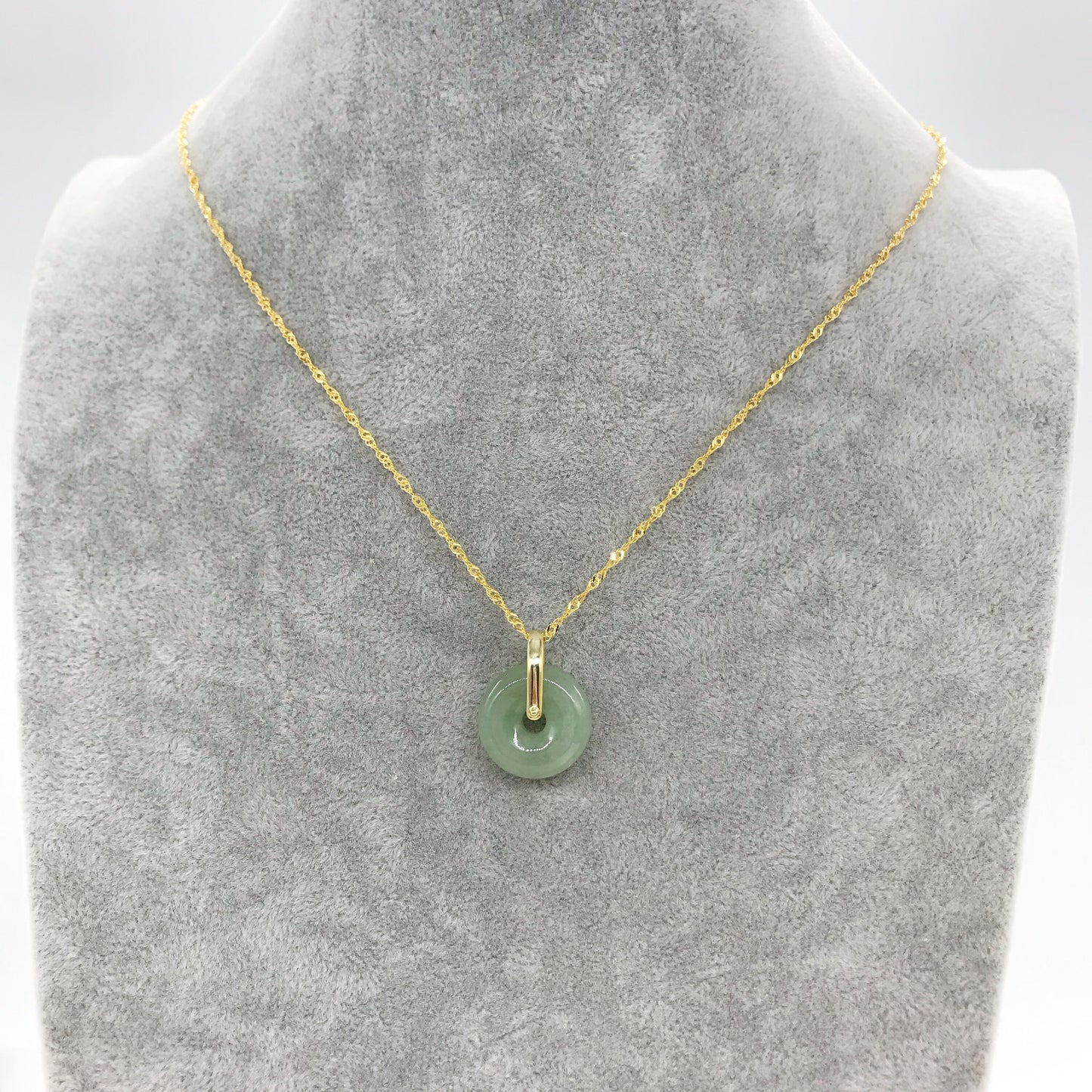 925 Sterling Silver Peaceful Buckle Natural Jade Pendant Necklace