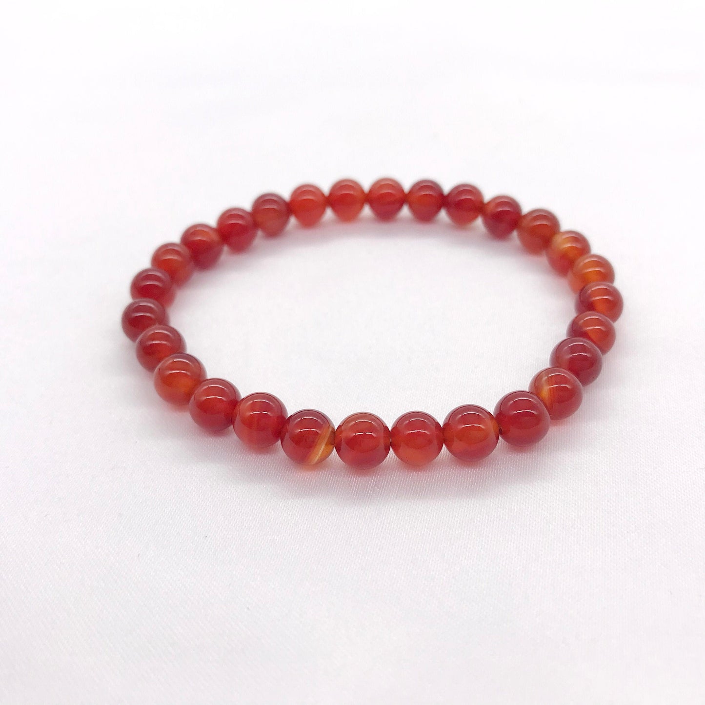 6mm Red Agate Carnelian Beaded Bracelet, Natural Gemstone Bracelet