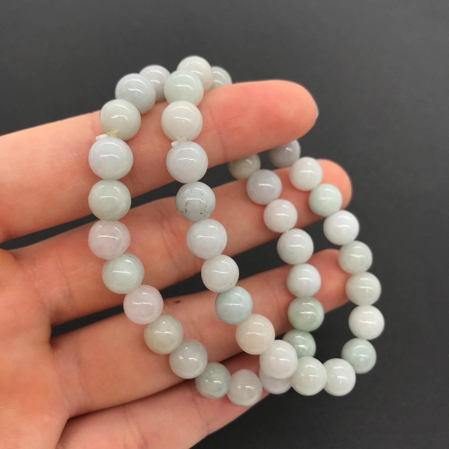 8mm Natural White Jade Beaded Bracelet