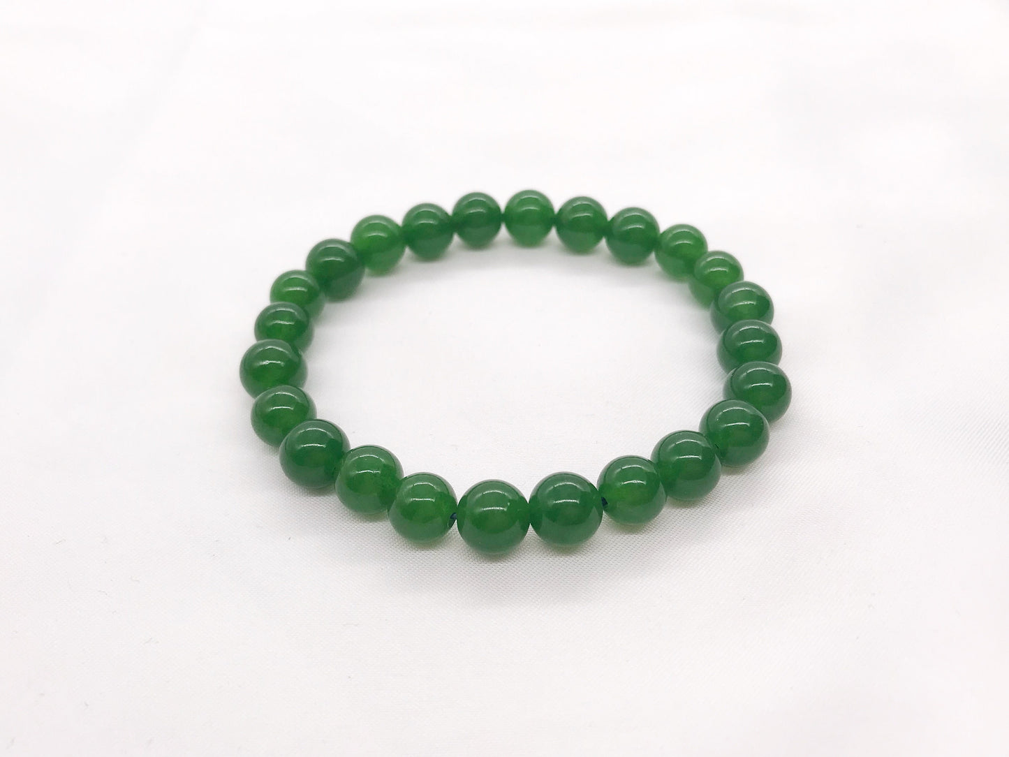 8mm Genuine Dark Green Jade Beaded Bracelet, Natural Gemstone Bracelet