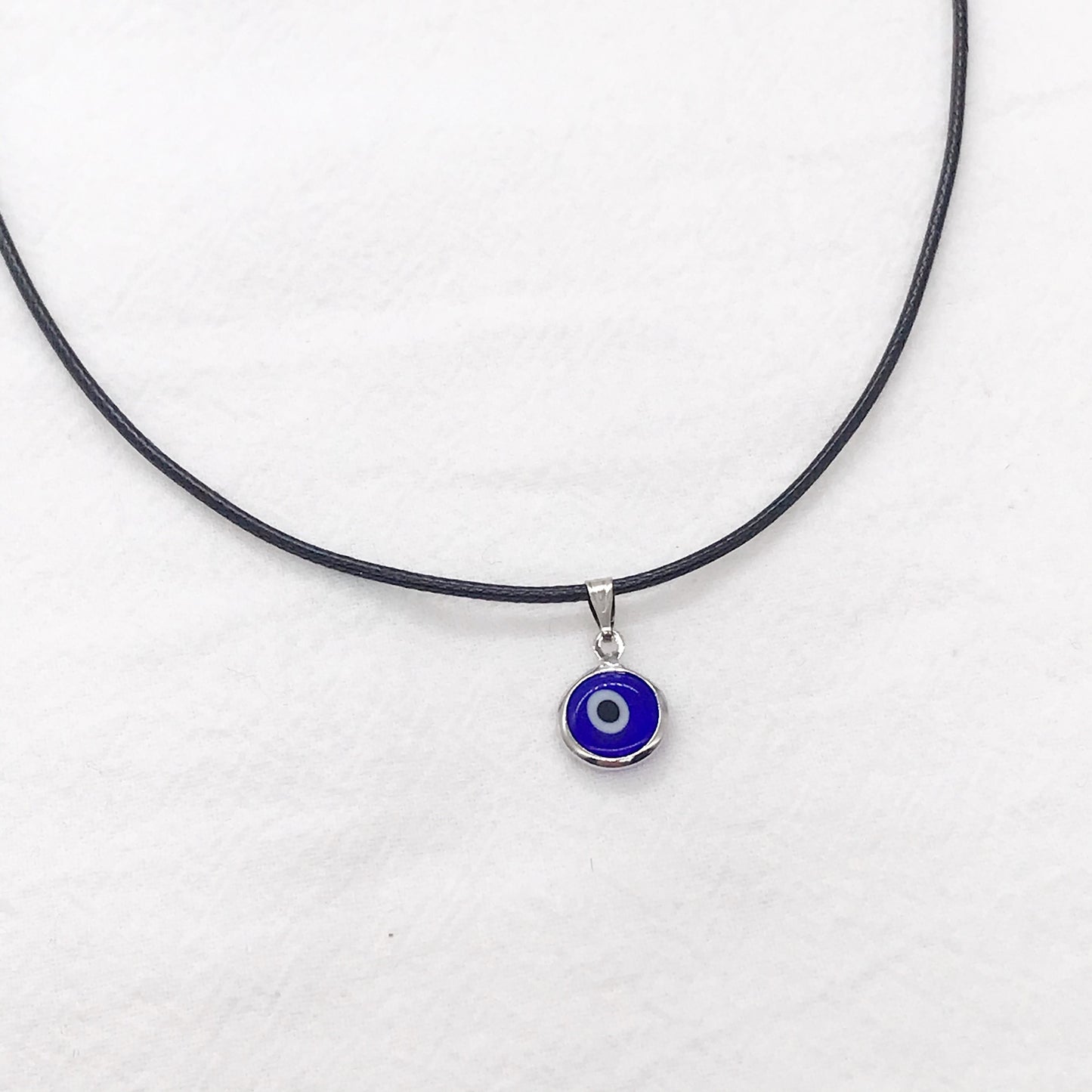 Evil Eye Amulet Pendant Black String Necklace, Protection Jewelry