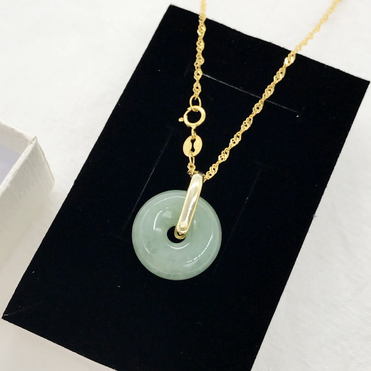 925 Sterling Silver Peaceful Buckle Natural Jade Pendant Necklace