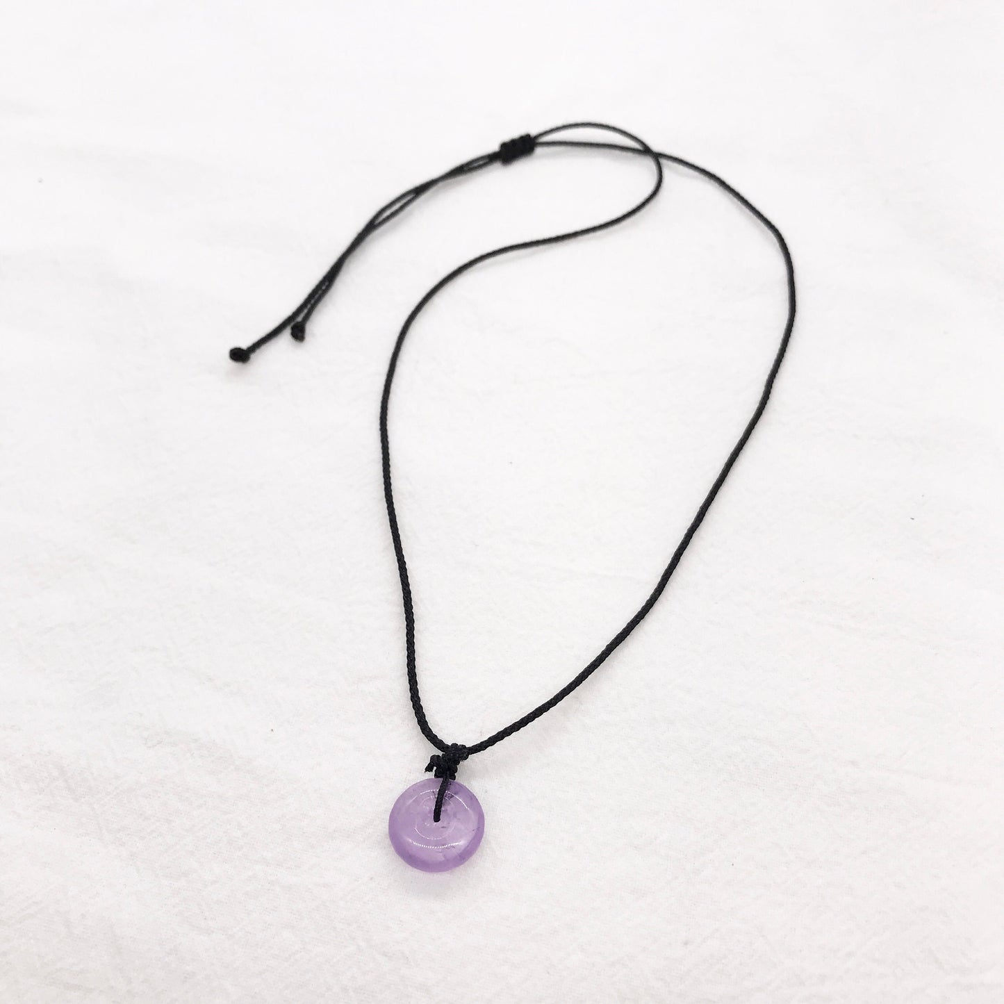 Amethyst Crystal Small Circle Pendant Necklace
