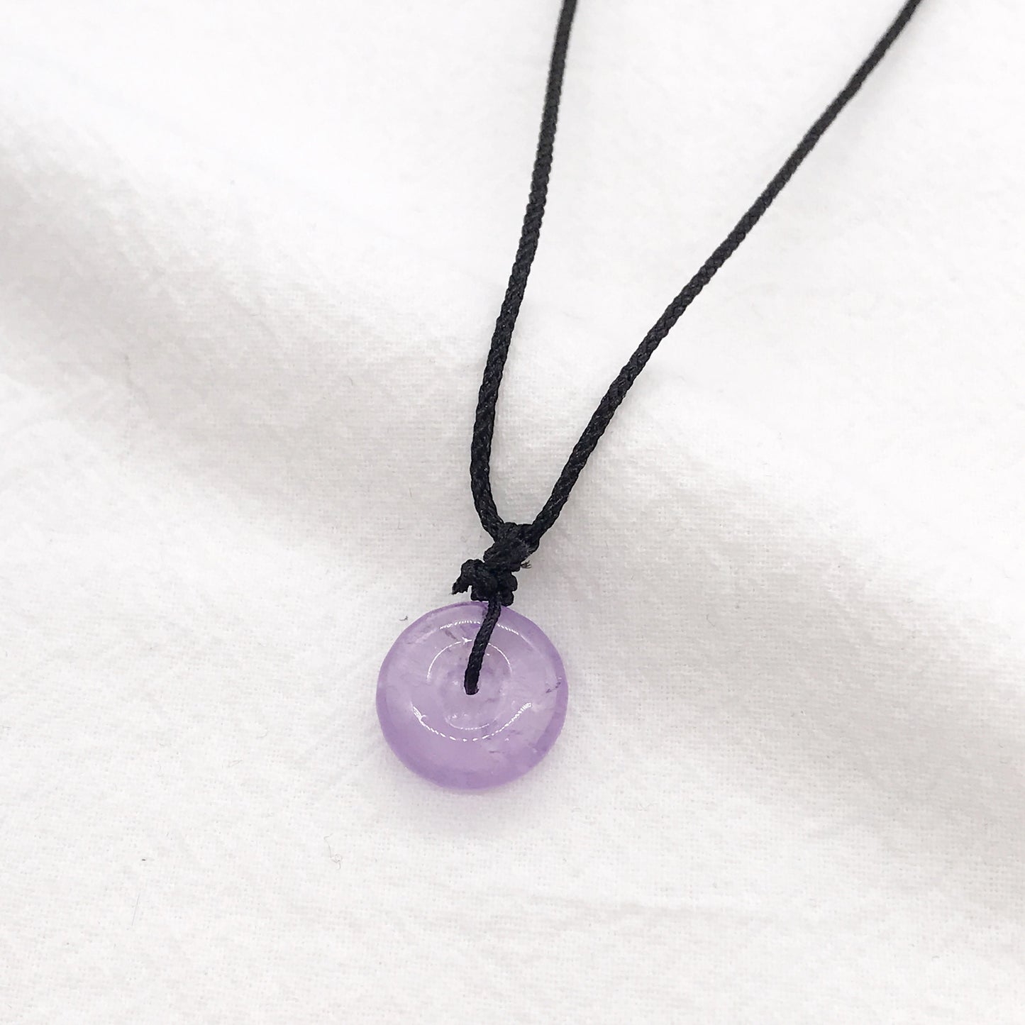 Amethyst Crystal Small Circle Pendant Necklace