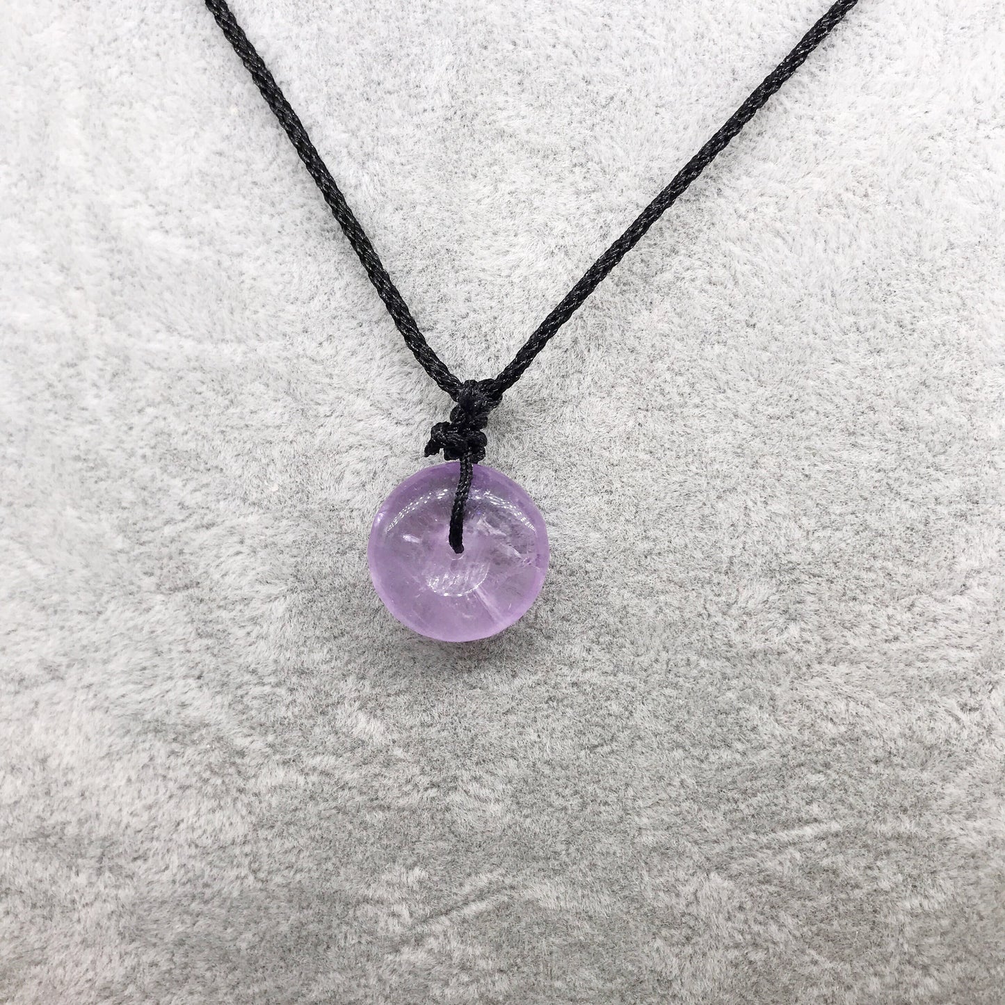 Amethyst Crystal Small Circle Pendant Necklace