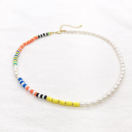 Fresh Water Pearls Colorful Beaded Necklace (B)