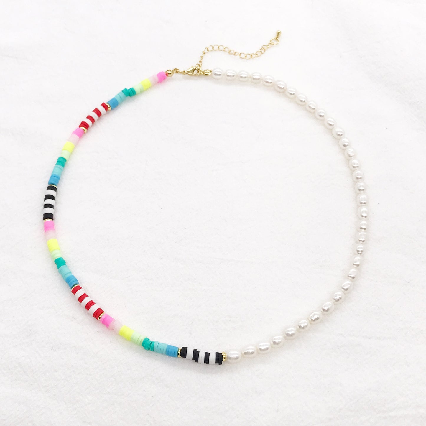 Fresh Water Pearls Colorful Beaded Necklace (C)