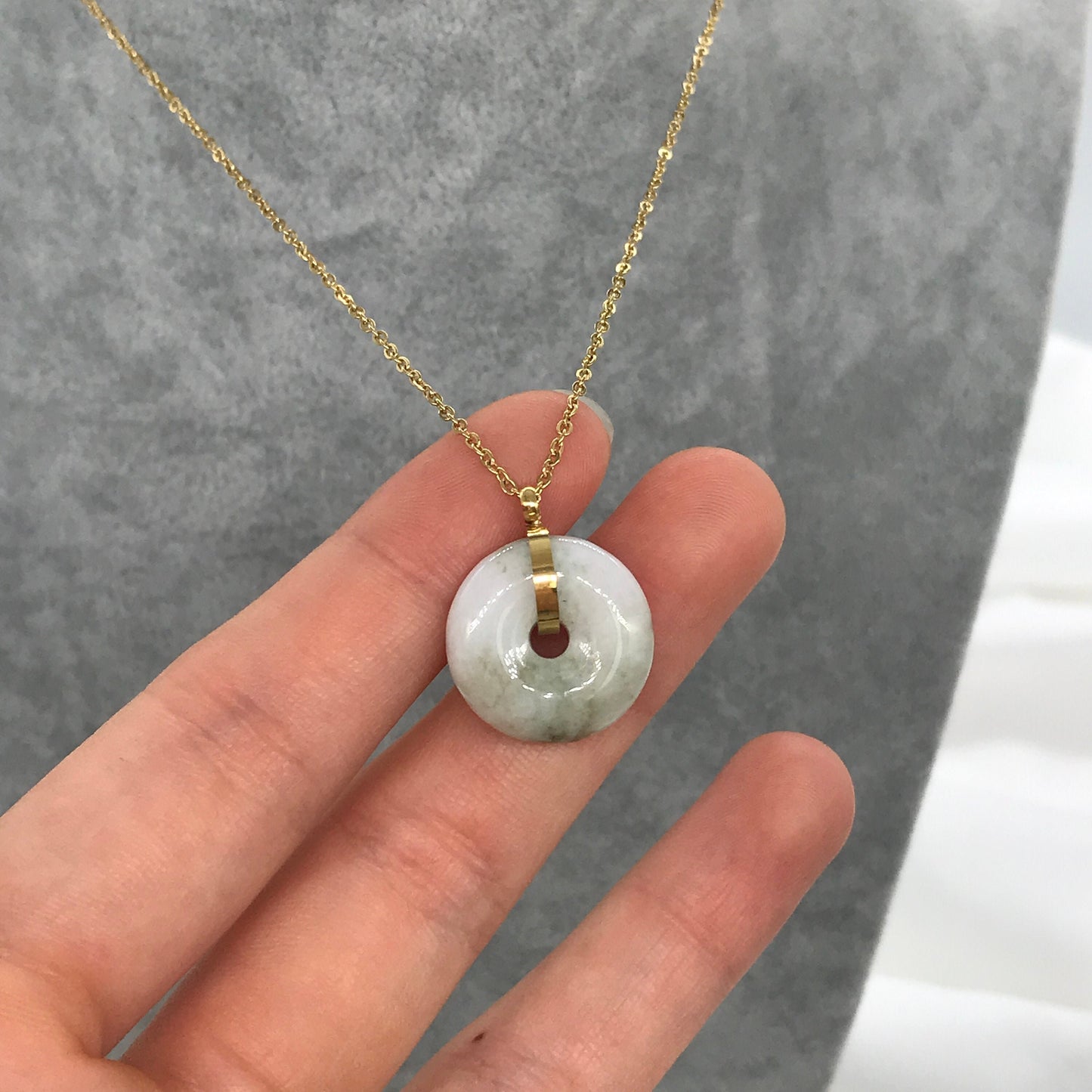 Lucky White Jade Peace Buckle Jade Necklace, Lucky Gift