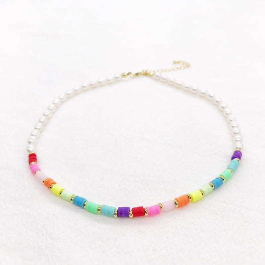 Fresh Water Pearls Colorful Beaded Necklace (A)
