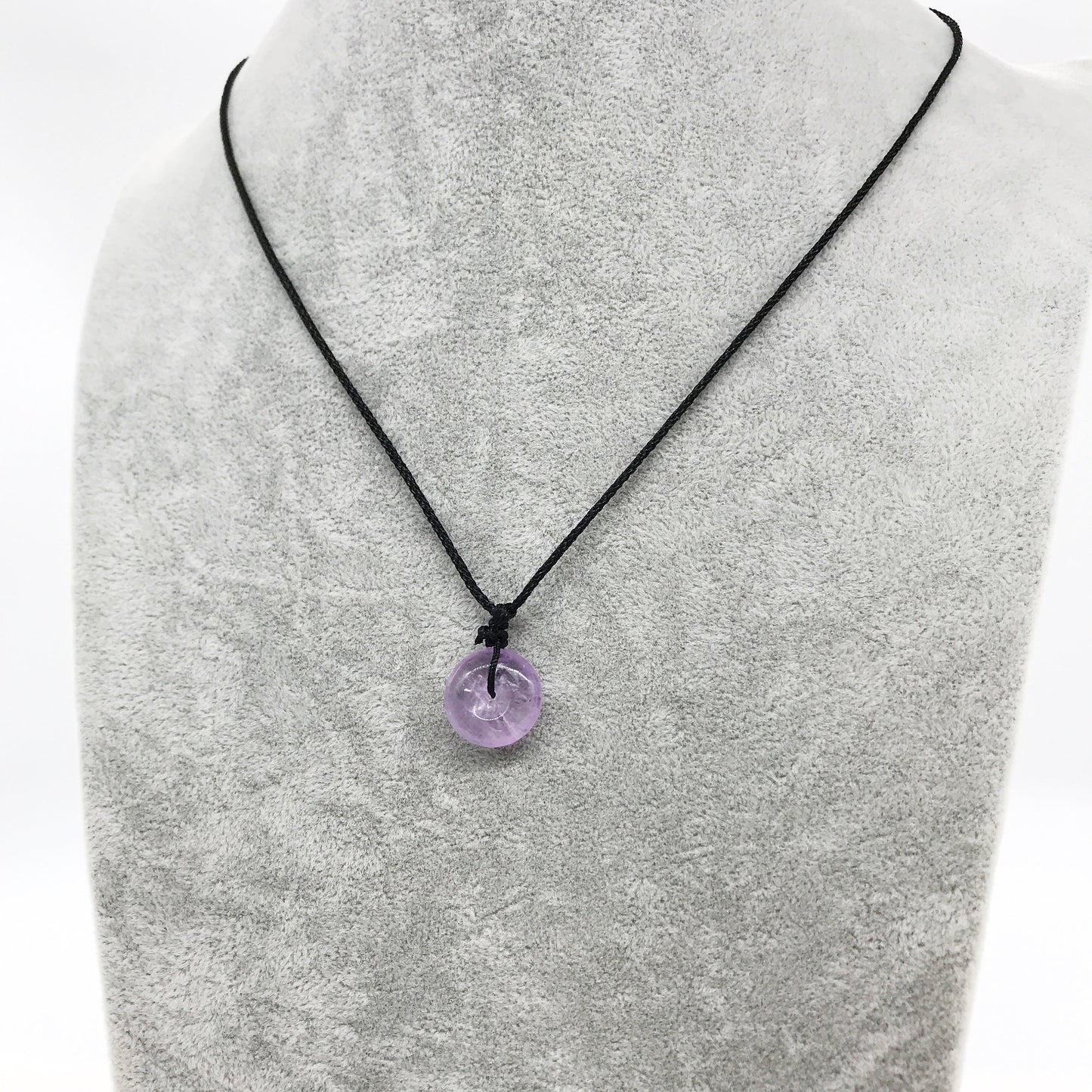 Amethyst Crystal Small Circle Pendant Necklace