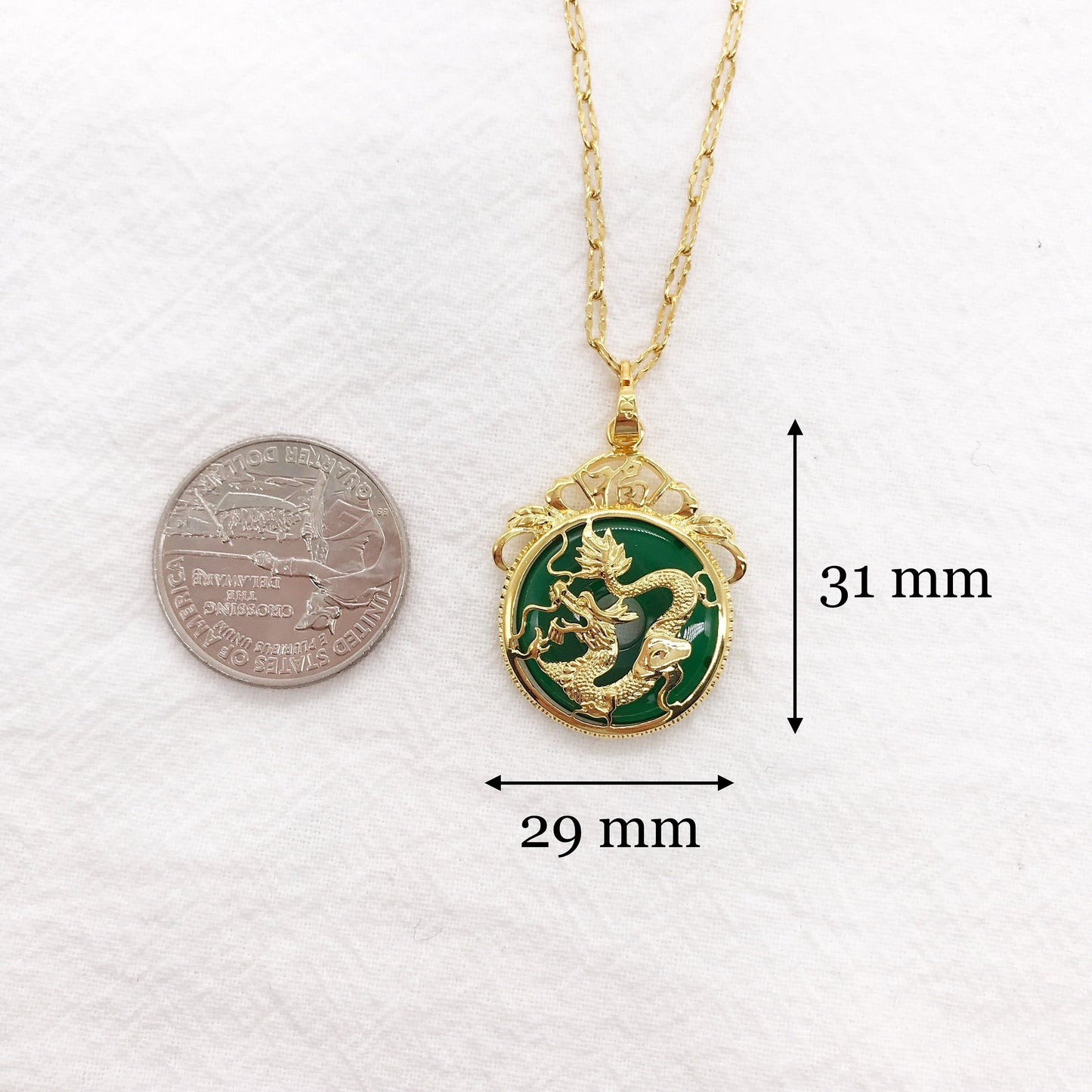 Crystal Glass Good fortune (Fu) Dragon Pendant Necklace