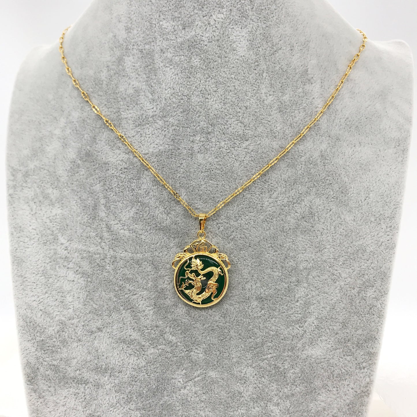 Crystal Glass Good fortune (Fu) Dragon Pendant Necklace
