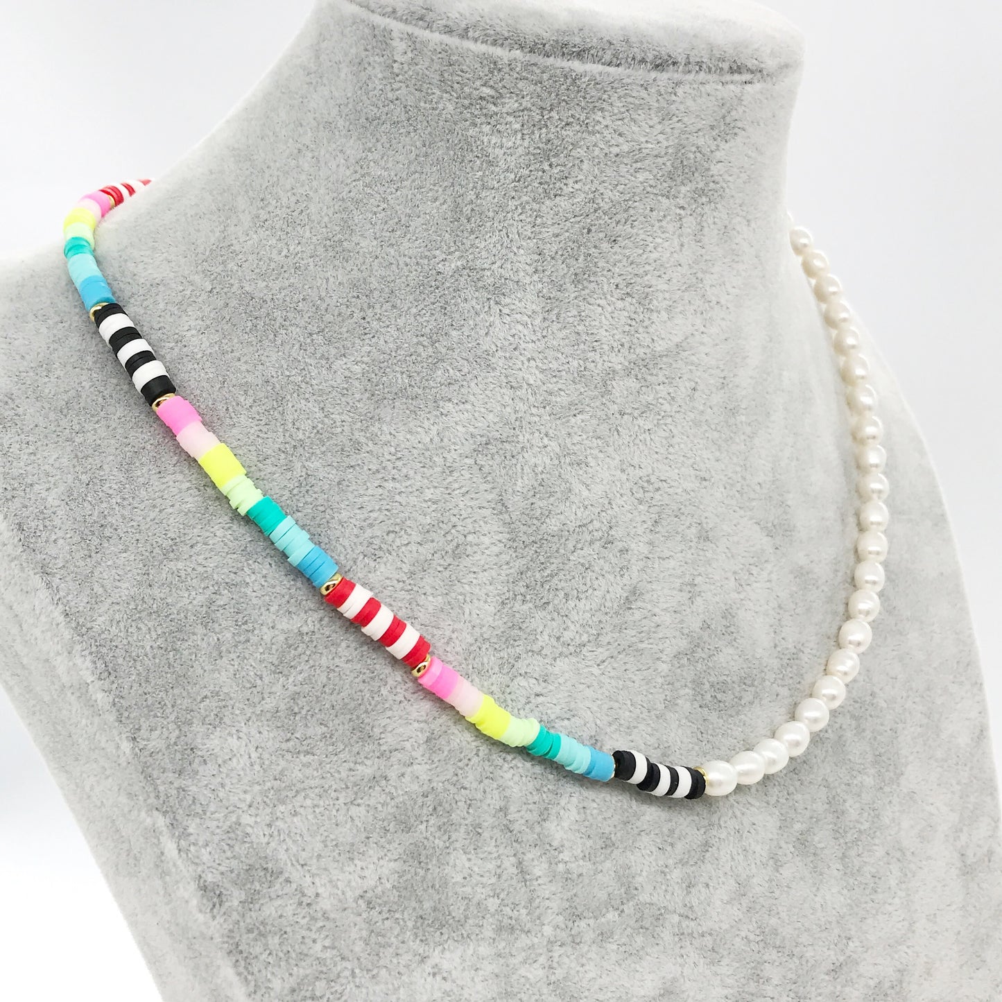 Fresh Water Pearls Colorful Beaded Necklace (C)