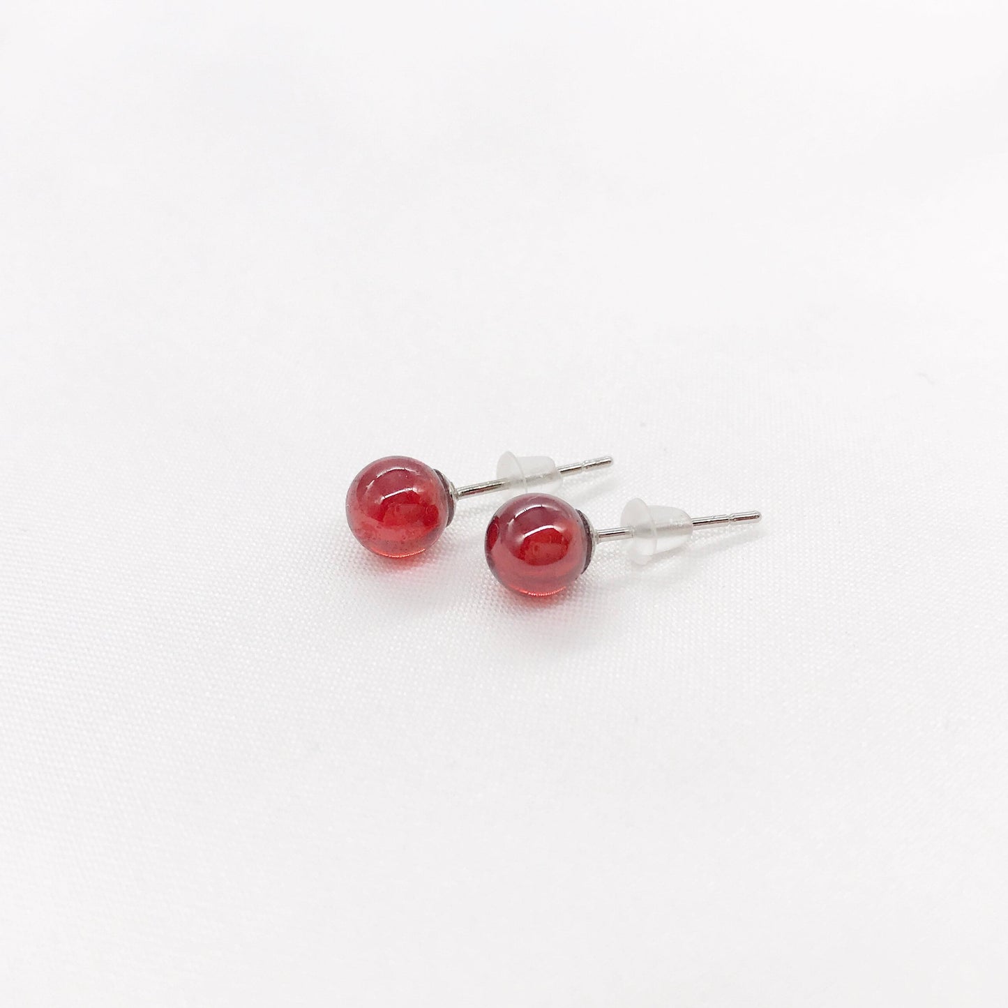 6mm Red Agate Carnelian Ball Sterling Silver Studs Earring