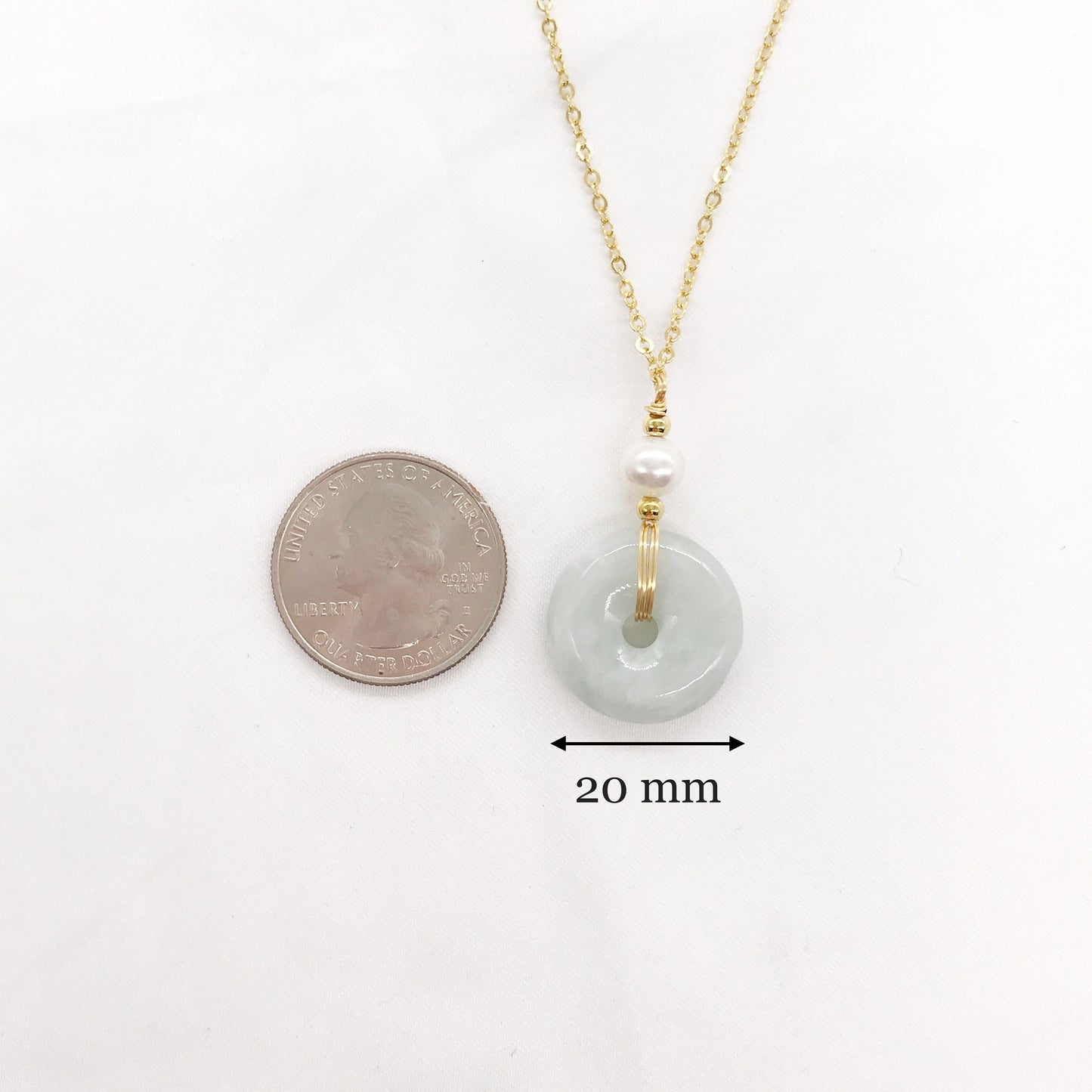 White Jade and Fresh Water Pearl with Gold plated Chain Necklace