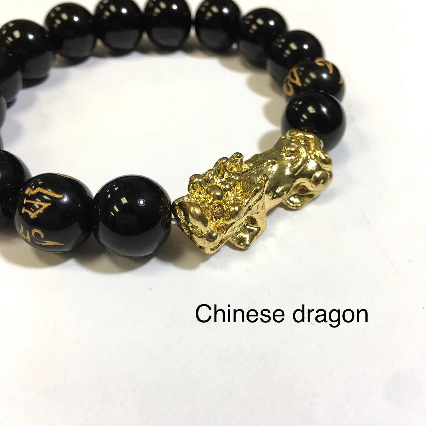 12mm Dragon onyx beaded bracelet