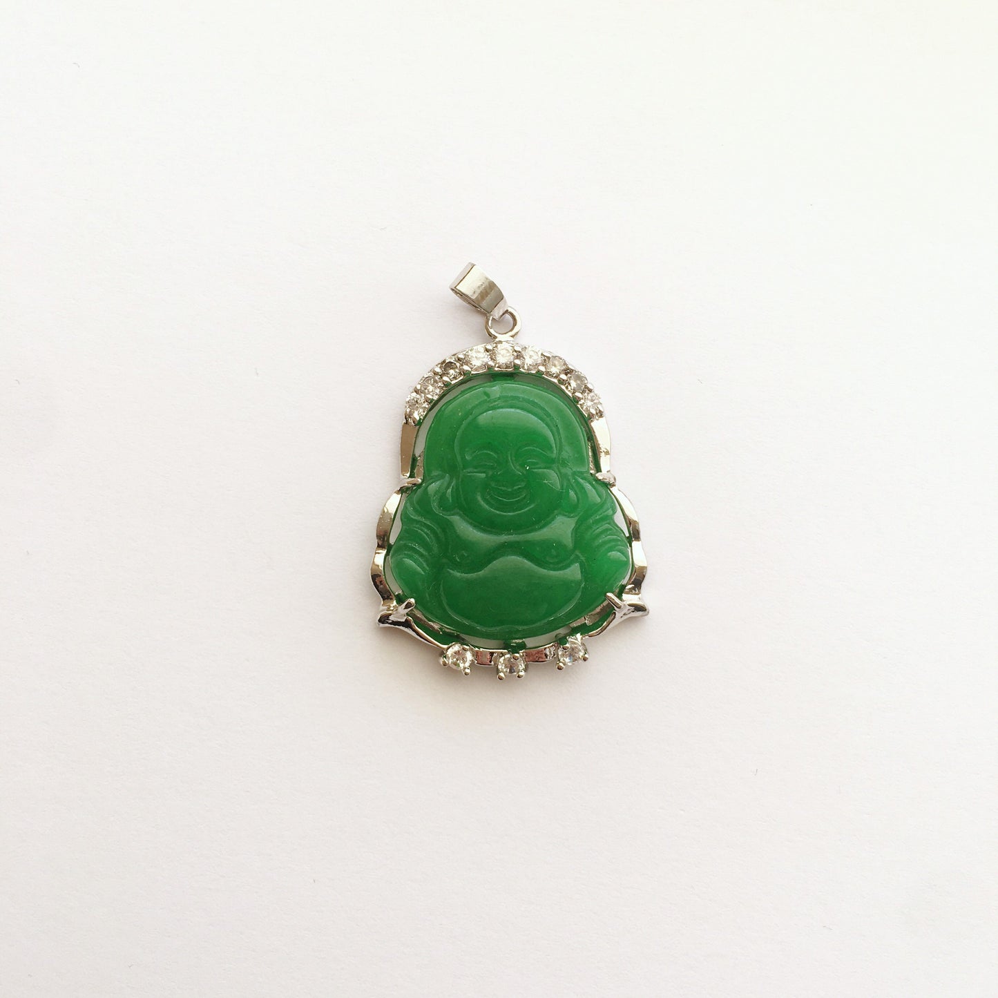 cubic zirconia Jade Buddha pendant necklace