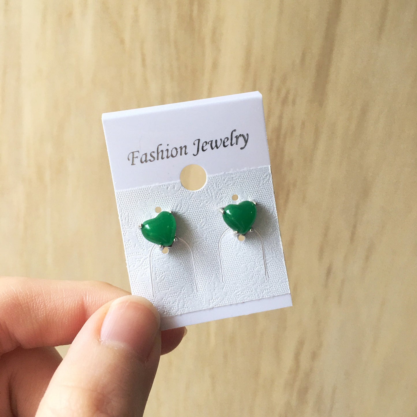 Jade heart shape studs earring