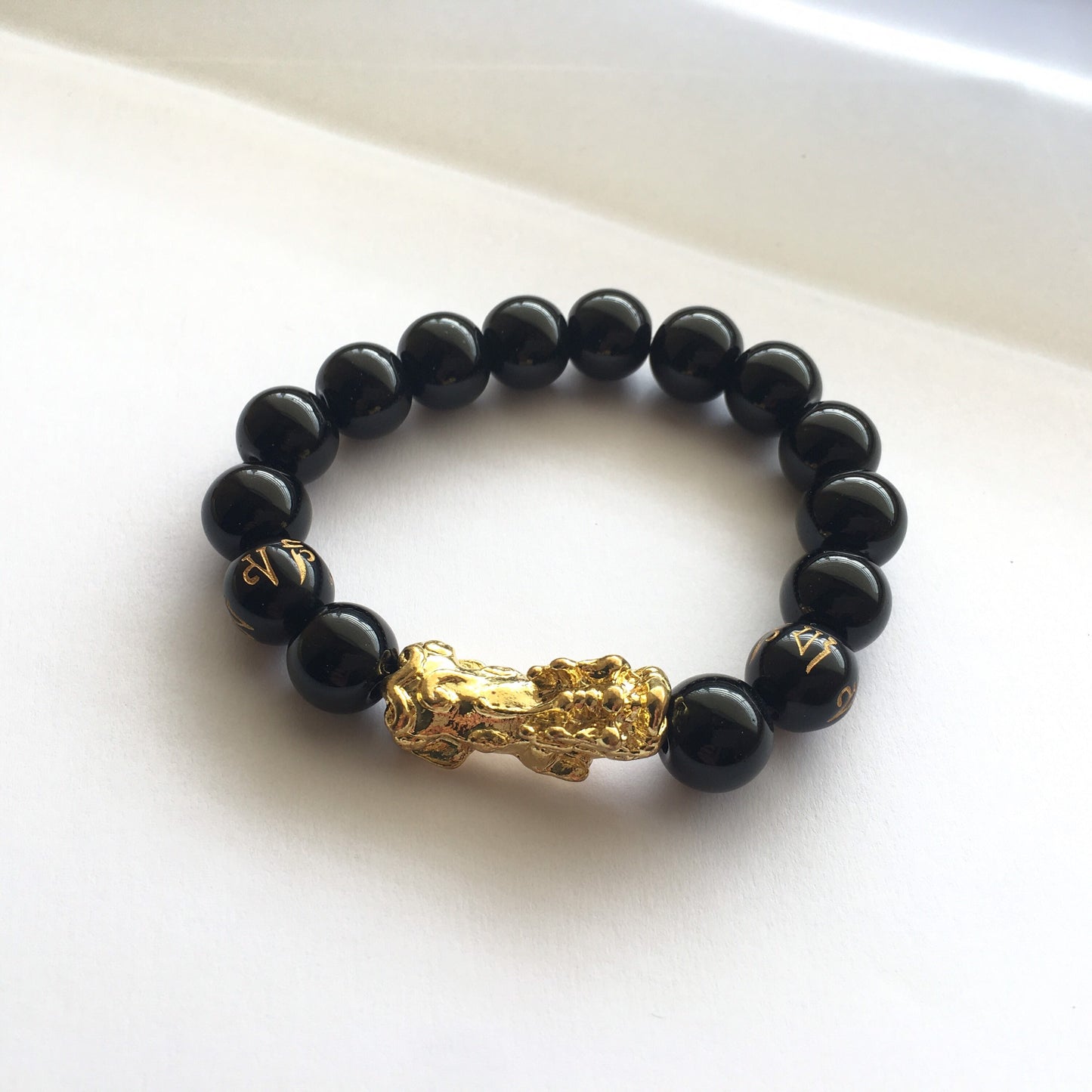 12mm Dragon onyx beaded bracelet