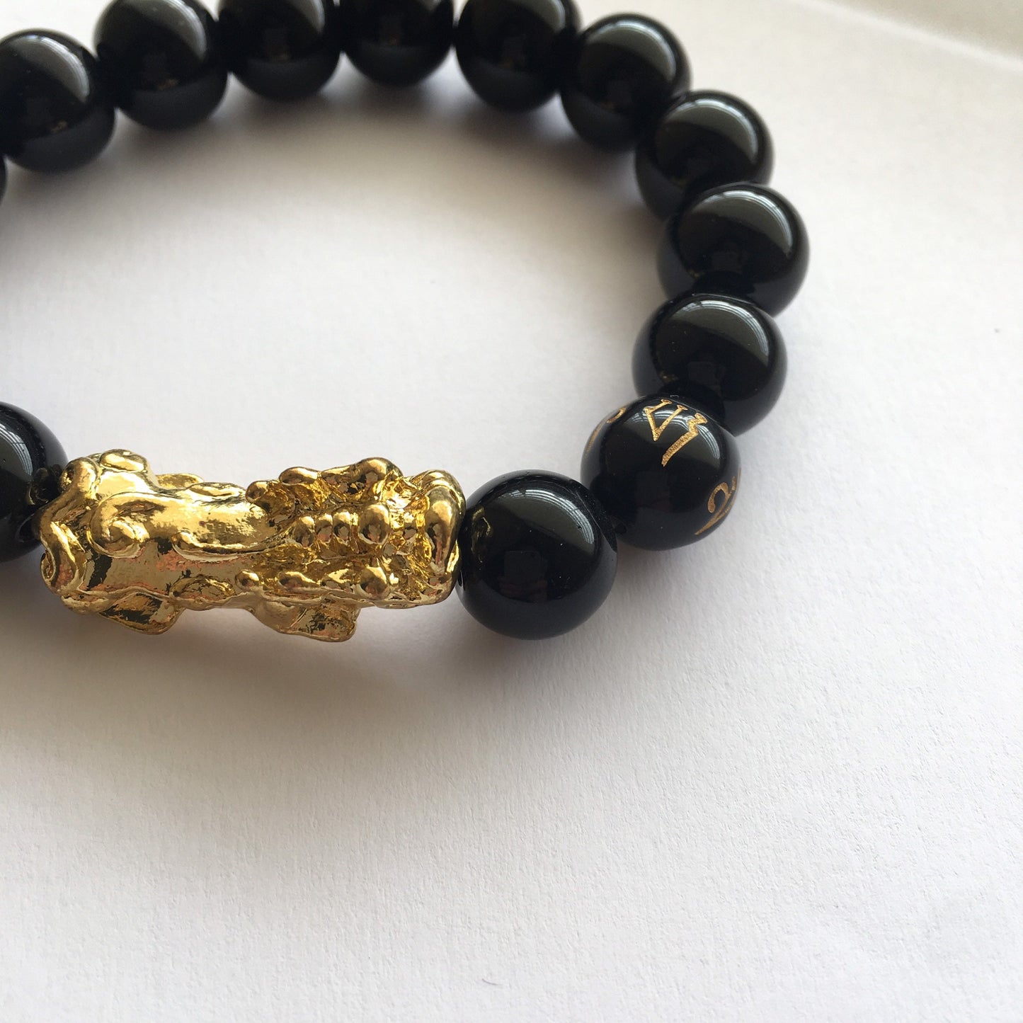 12mm Dragon onyx beaded bracelet
