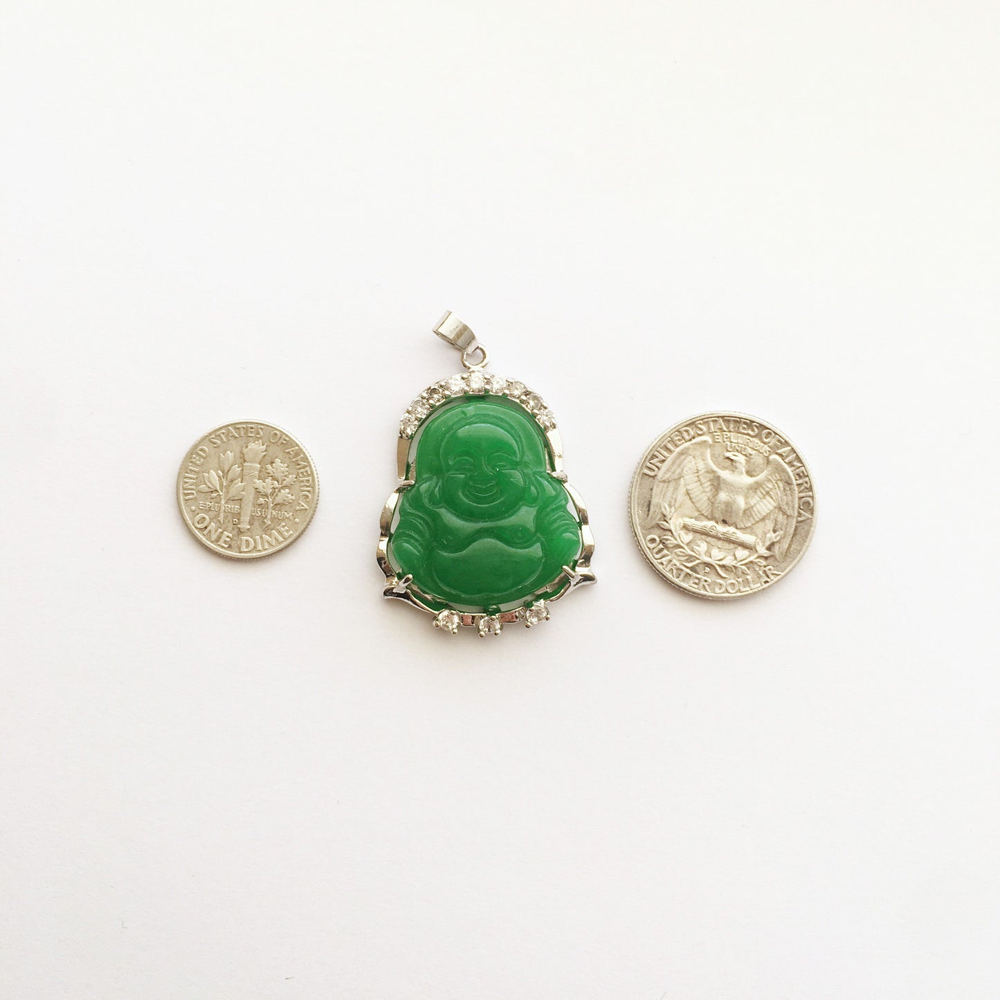 cubic zirconia Jade Buddha pendant necklace