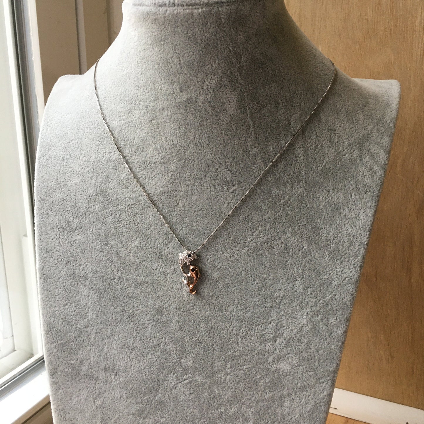 Cute shiny Dolphin pendant withe Silver chain